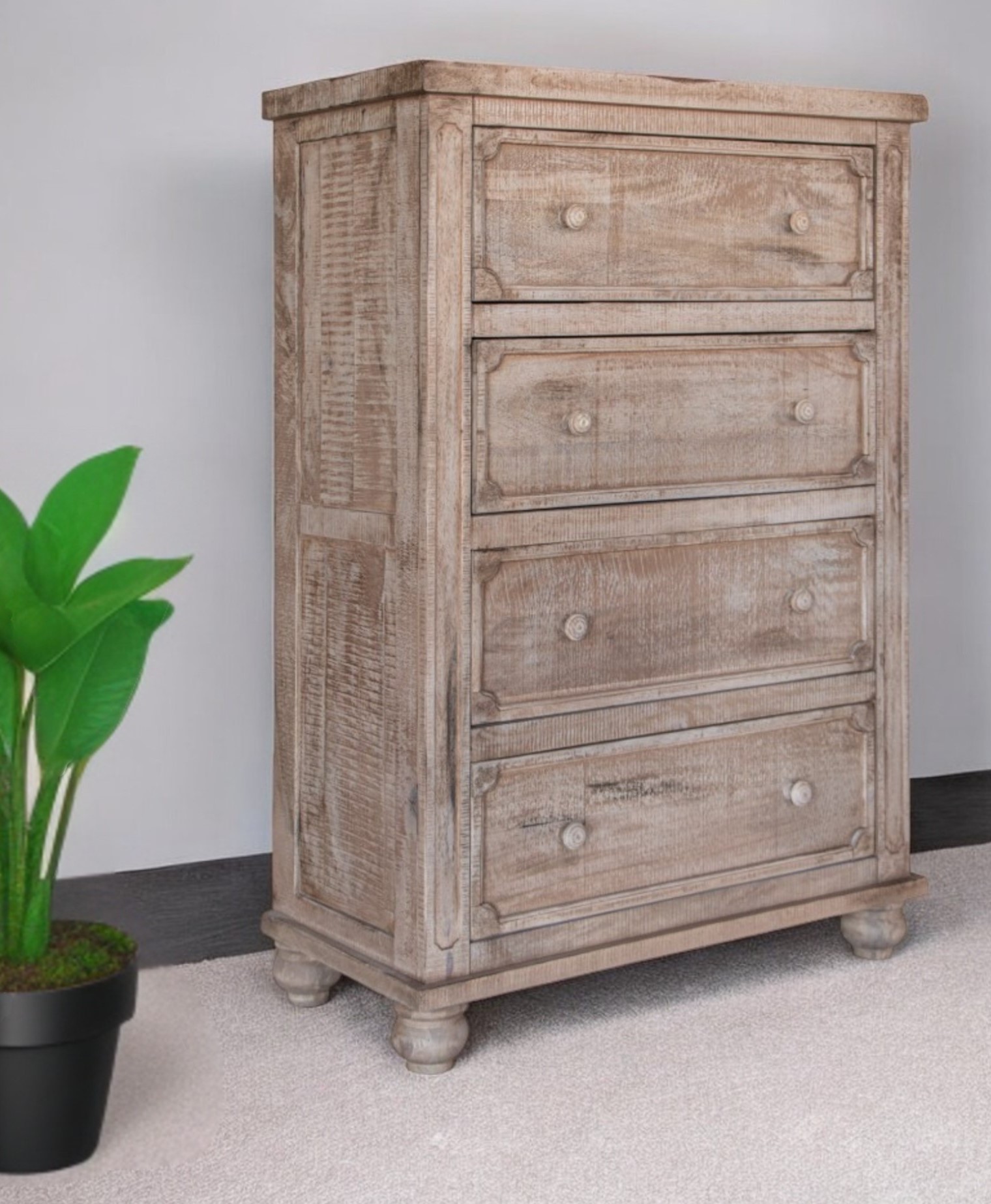 37" Natural Solid Wood Four Drawer Dresser-524590-1