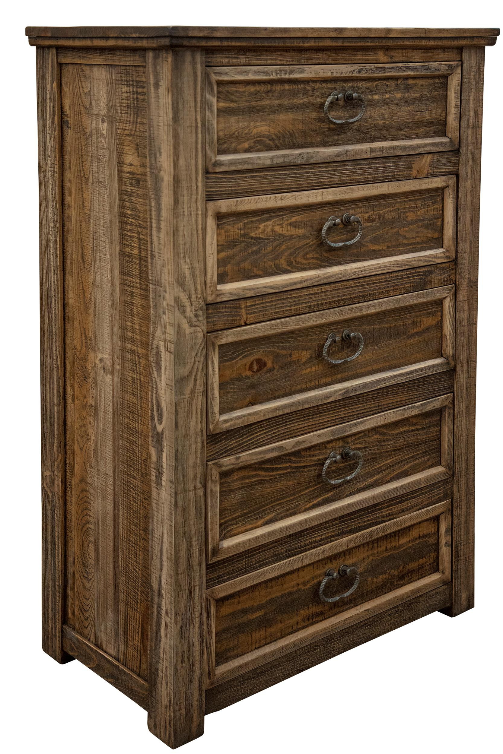 32" Brown Solid Wood Five Drawer Chest-524608-1