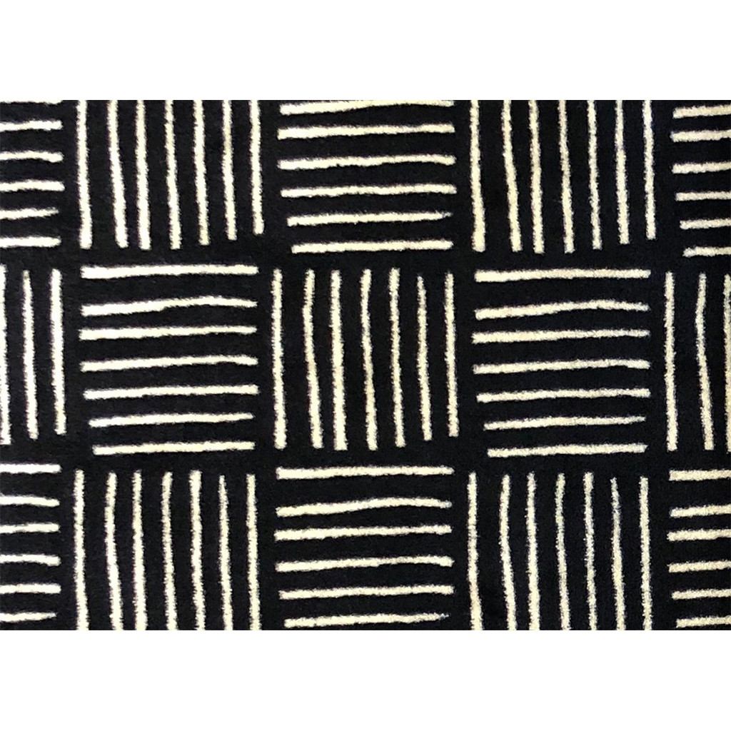 2 x 3 Black and Off White Abstract Machine Tufted Area Rug
