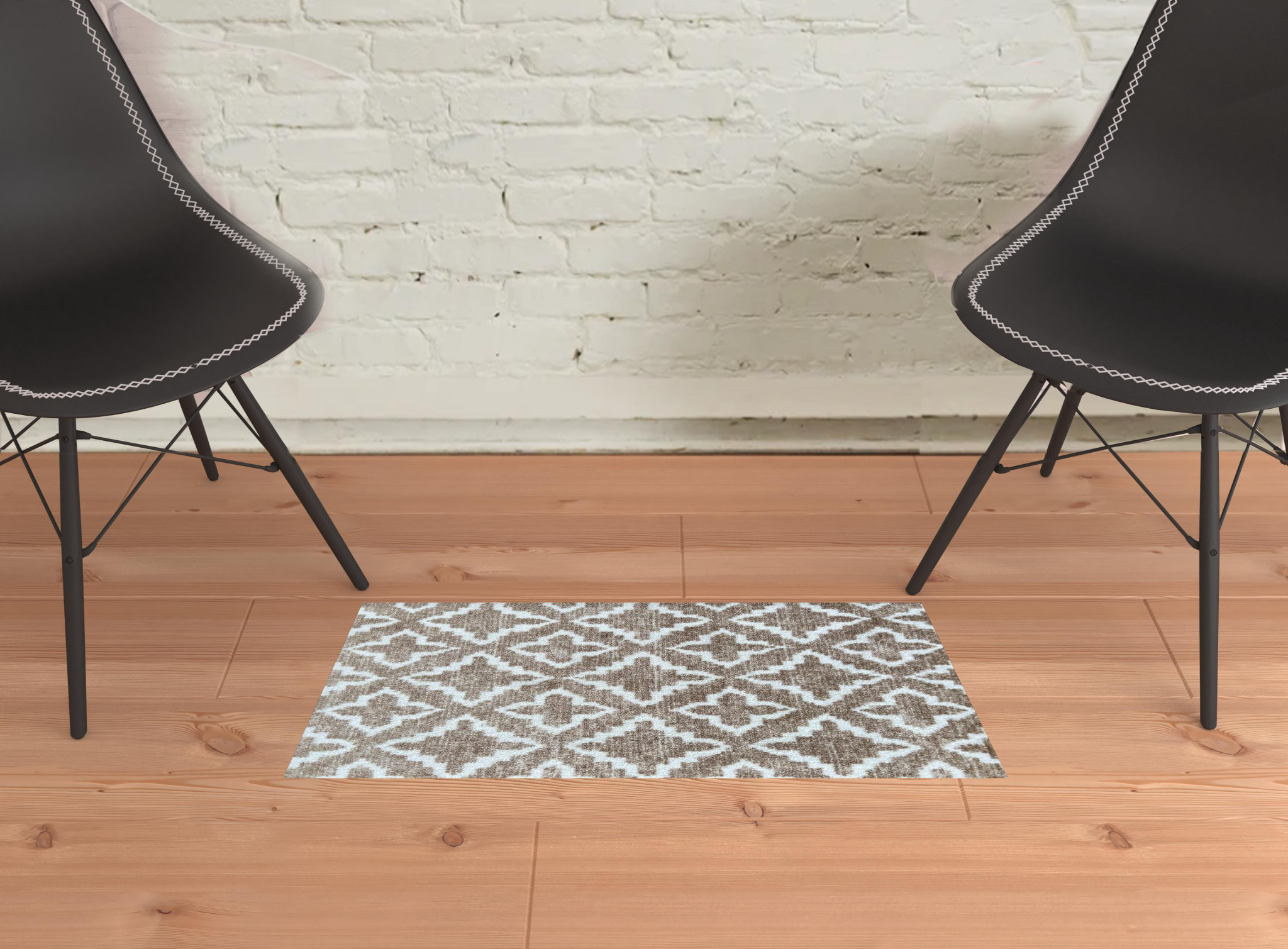 2 X 3 Sand Moroccan Machine Tufted Area Rug With UV Protection