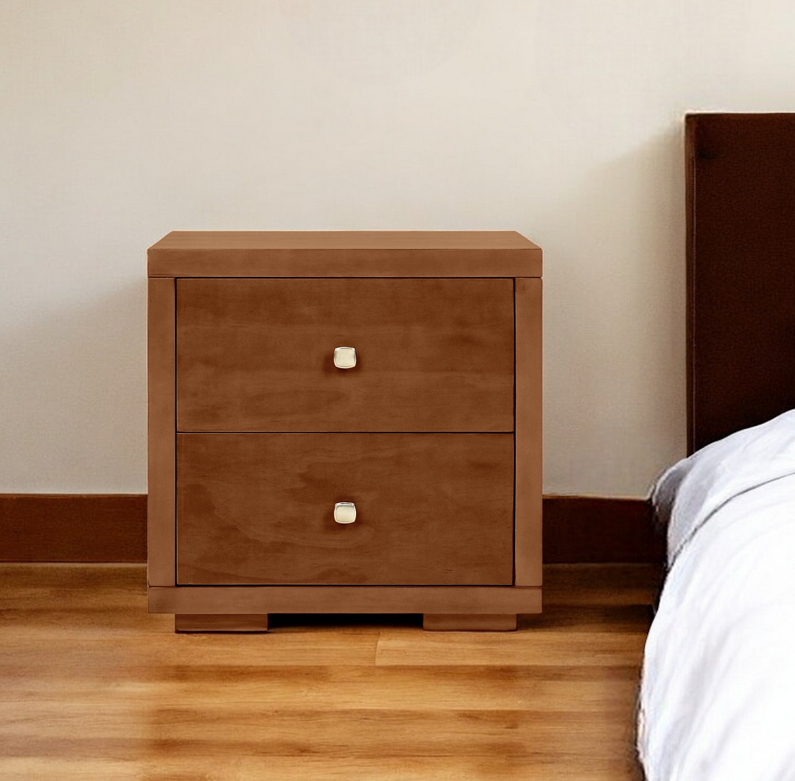19" Brown Solid and Manufactured Wood Two Drawer Nightstand-526872-1