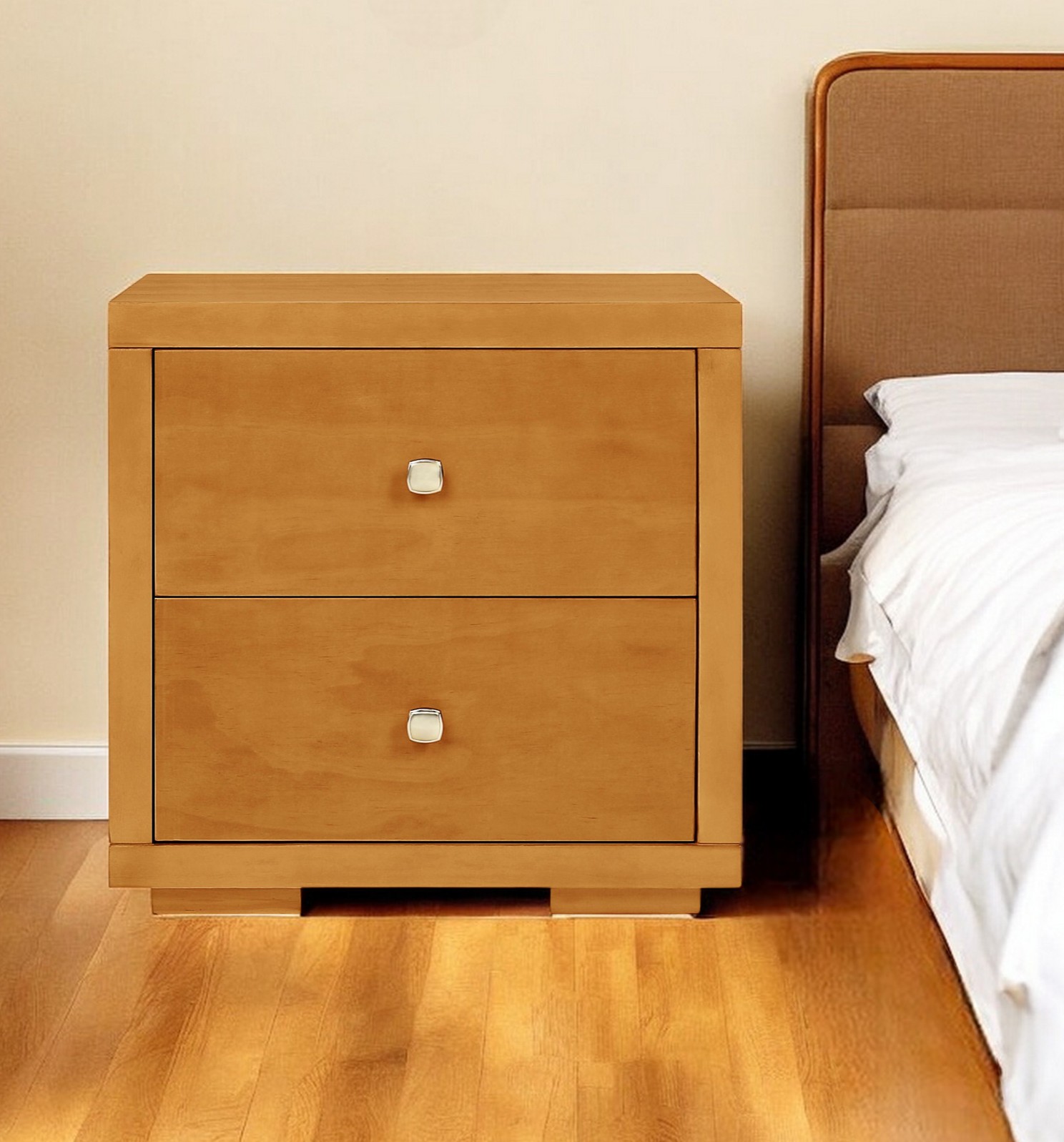 19" Oak Solid and Manufactured Wood Two Drawer Nightstand-526873-1