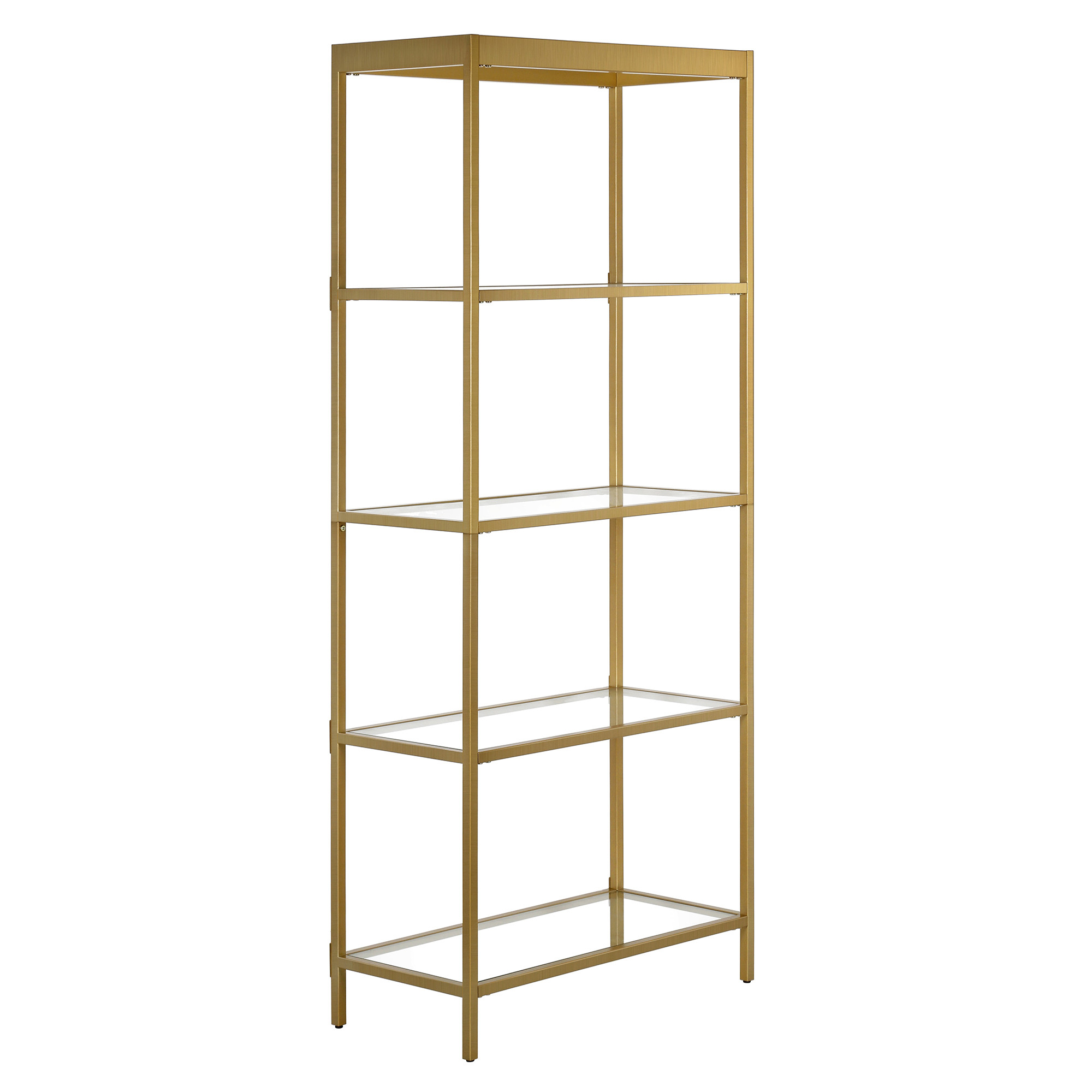 70 Gold Metal And Glass Four Tier Etagere Bookcase