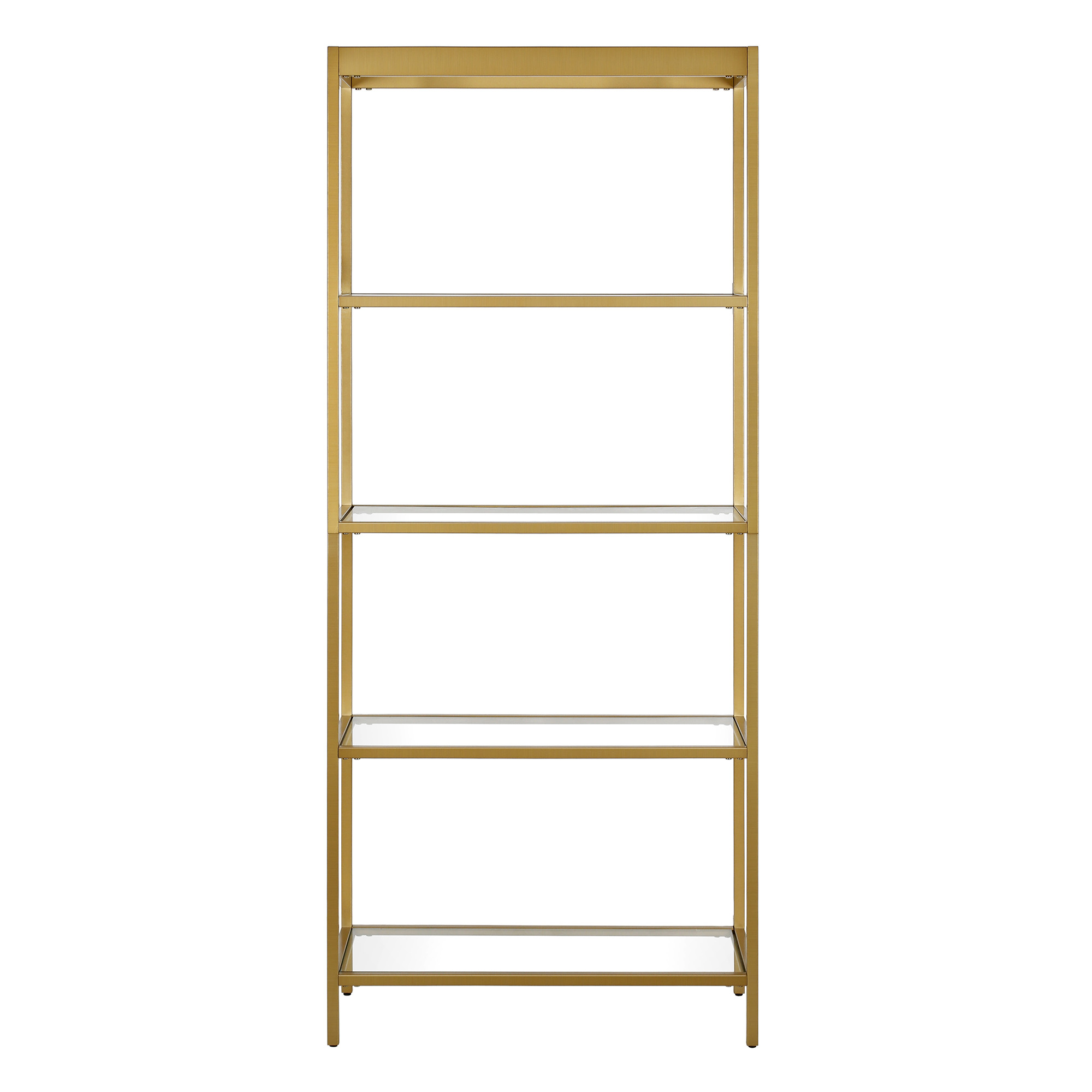 70 Gold Metal And Glass Four Tier Etagere Bookcase