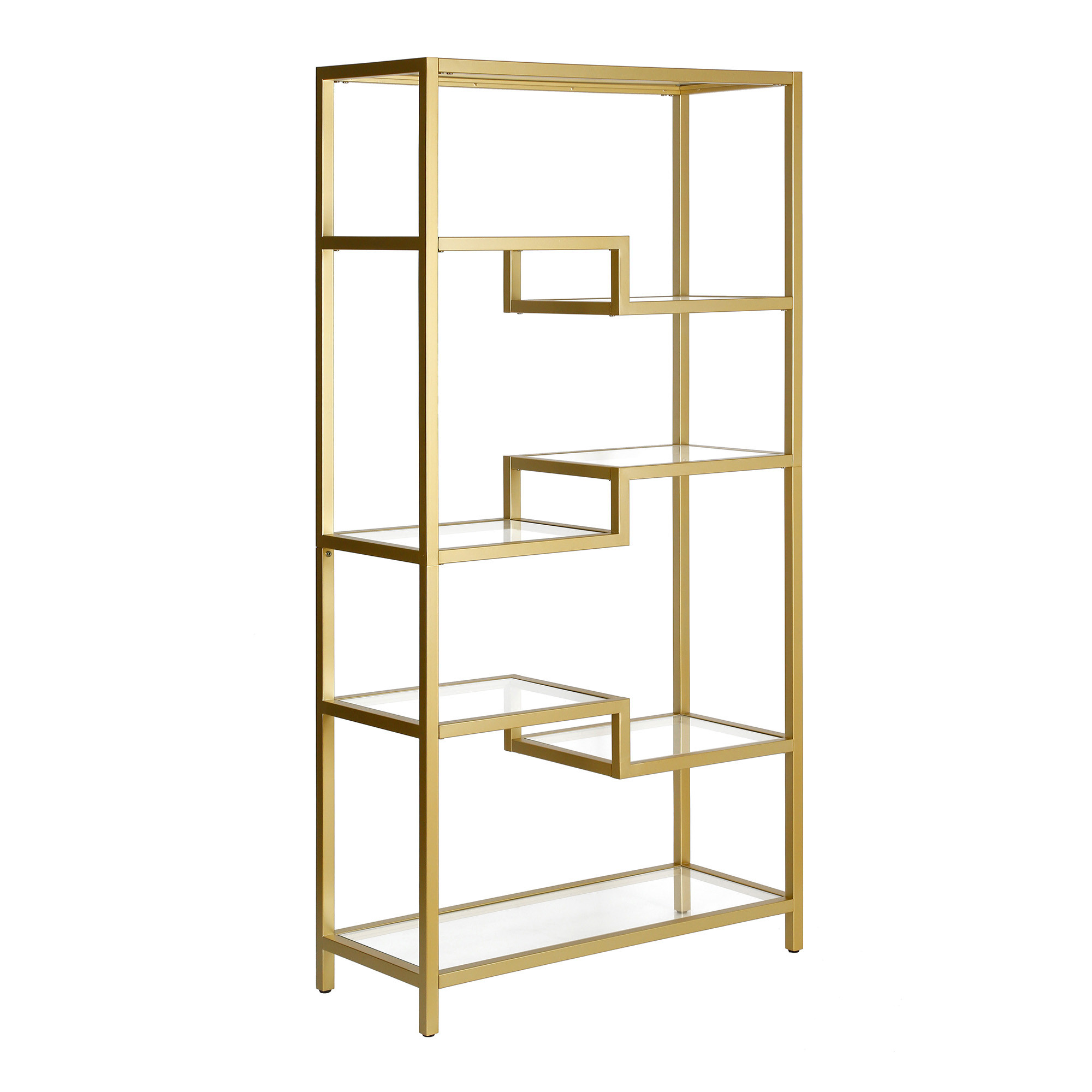 68 Gold Metal And Glass Seven Tier Etagere Bookcase
