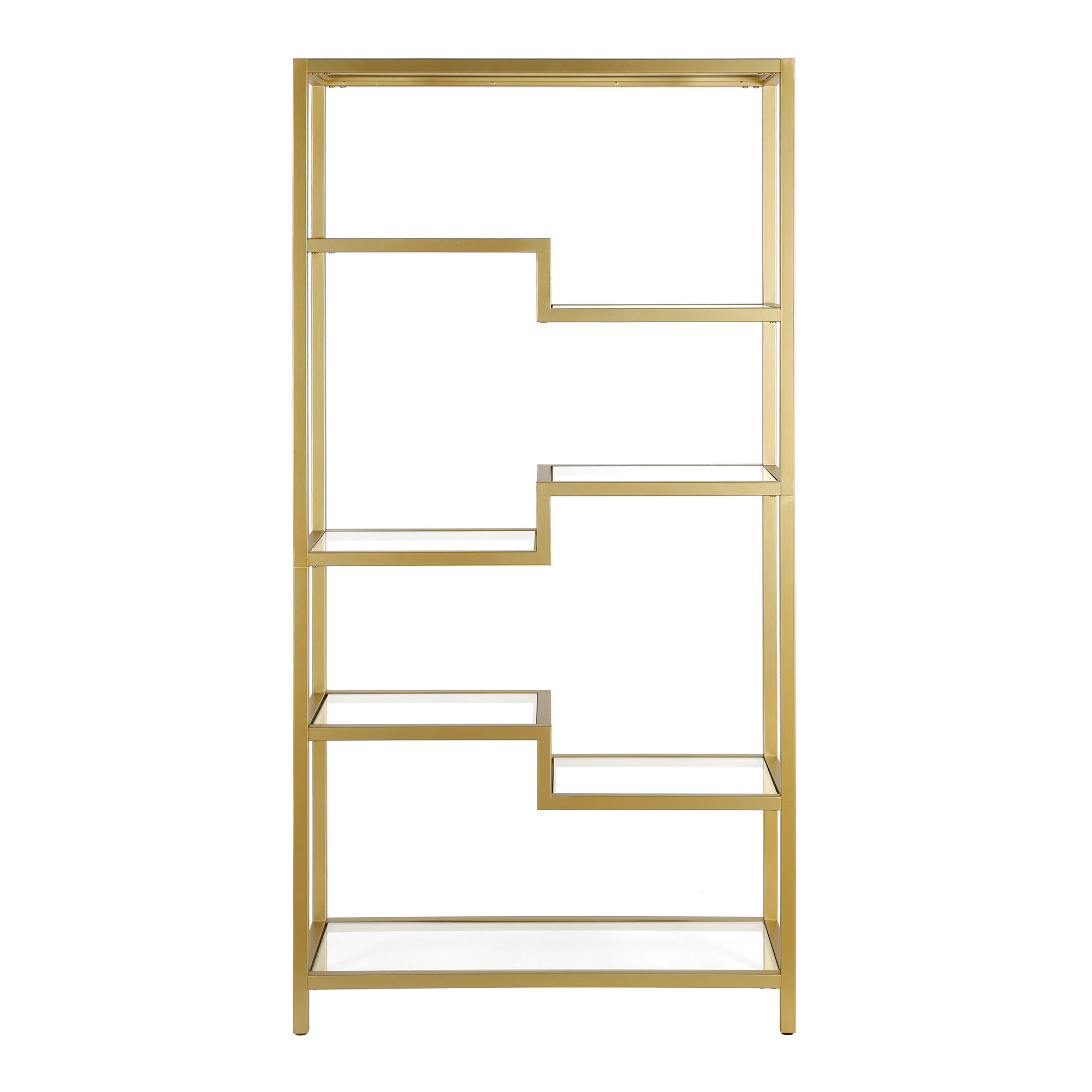68 Gold Metal And Glass Seven Tier Etagere Bookcase