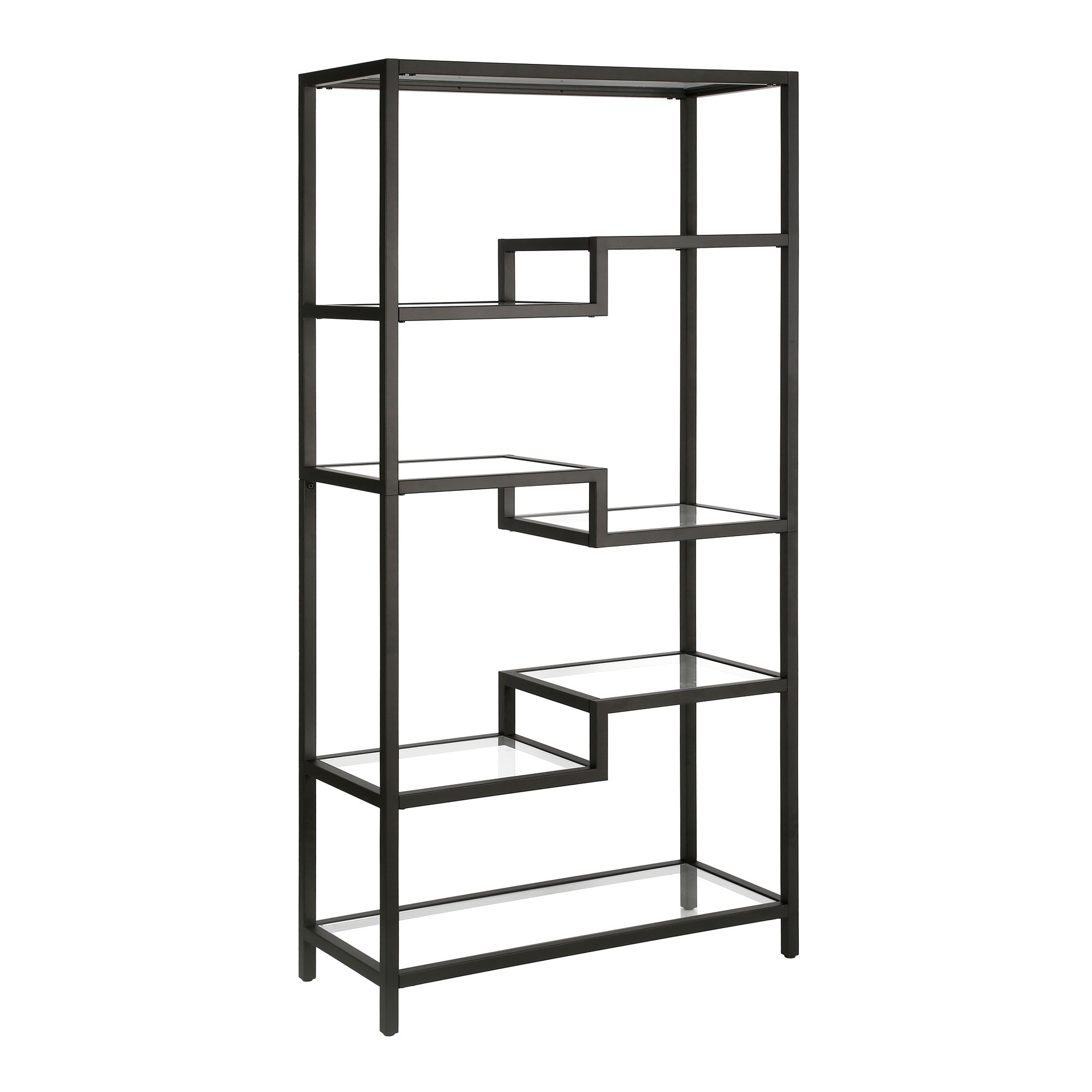 68 Black Metal And Glass Seven Tier Etagere Bookcase