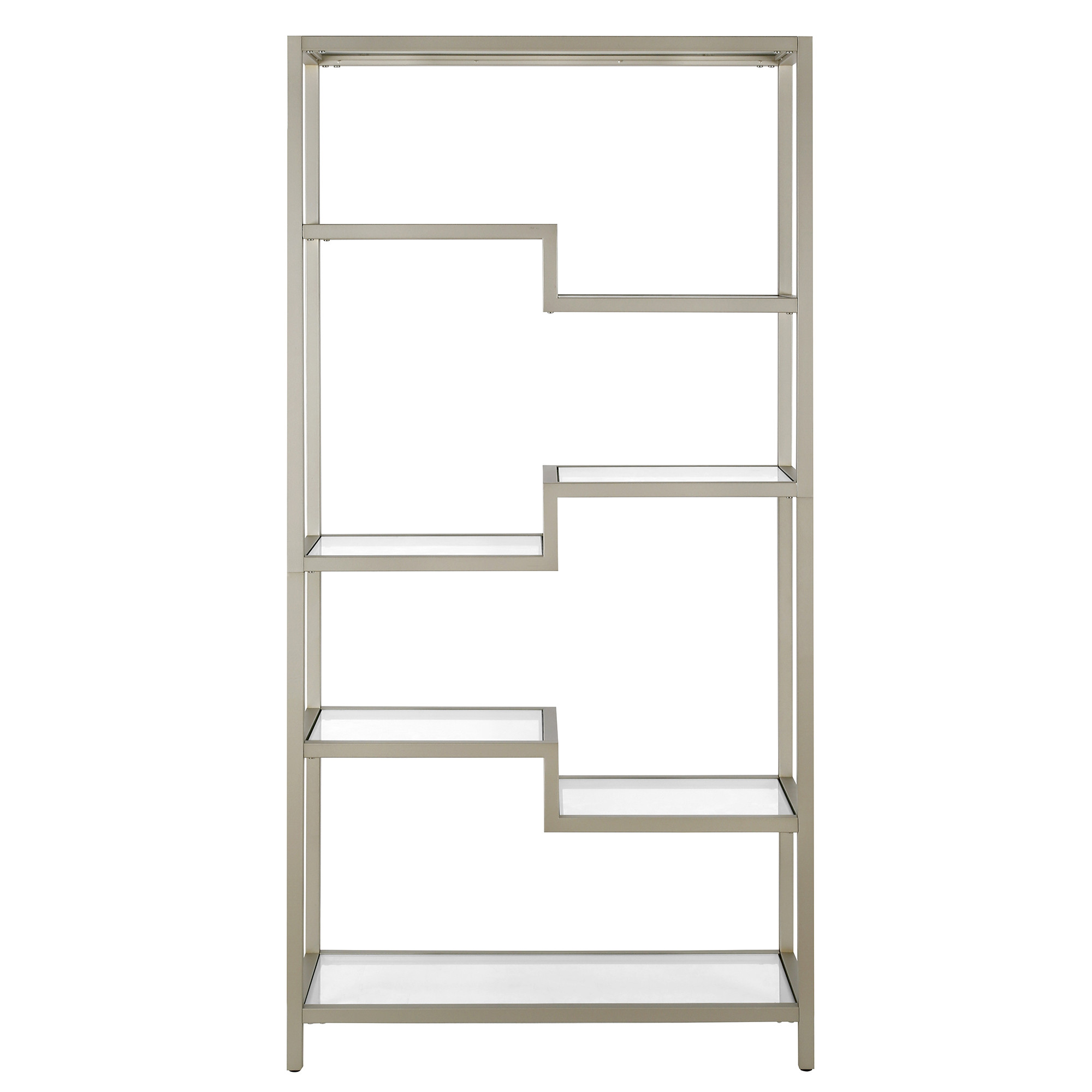 68 Silver Metal And Glass Seven Tier Etagere Bookcase