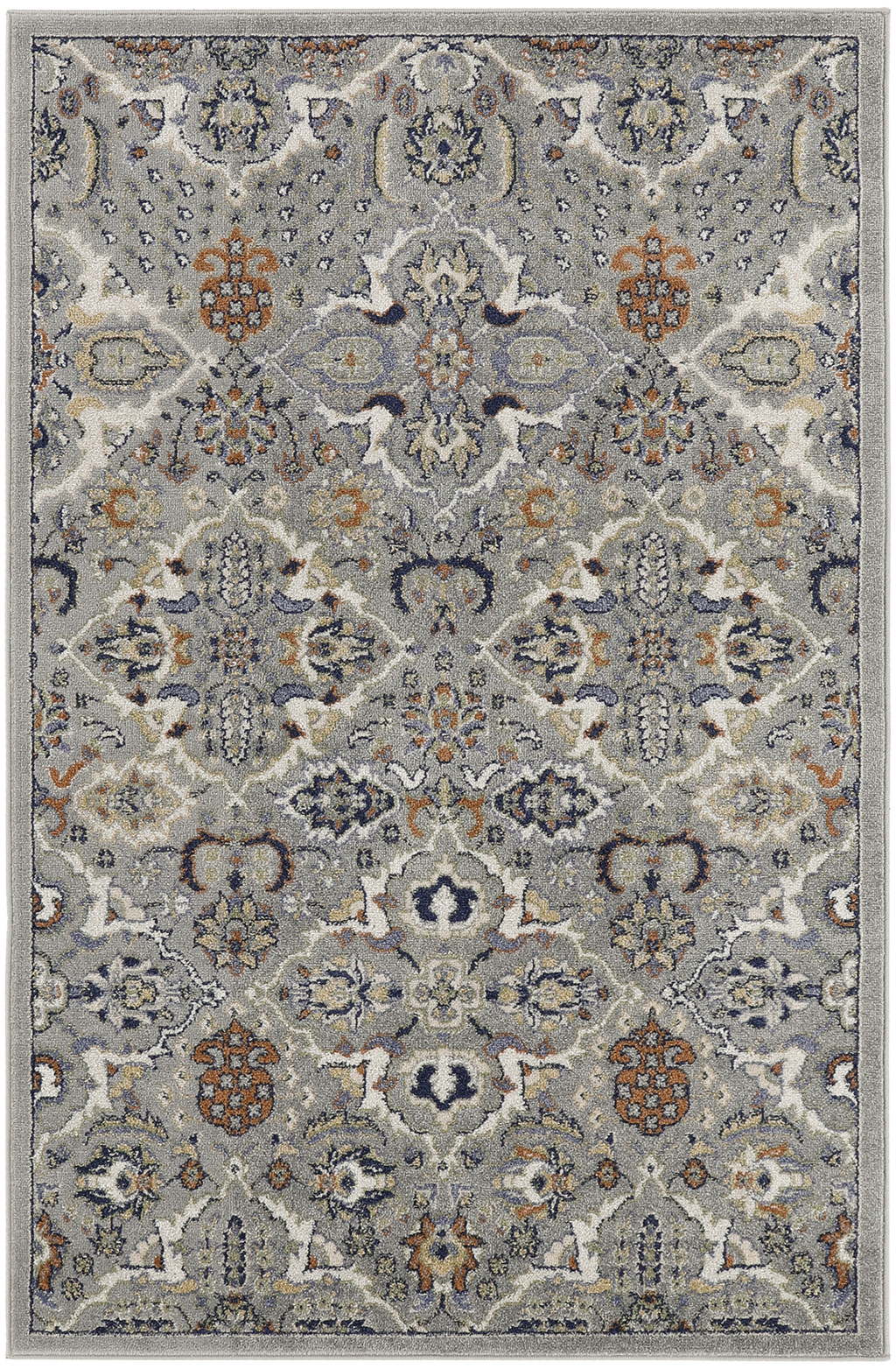 5" X 7" Green and Ivory Floral Power Loom Area Rug