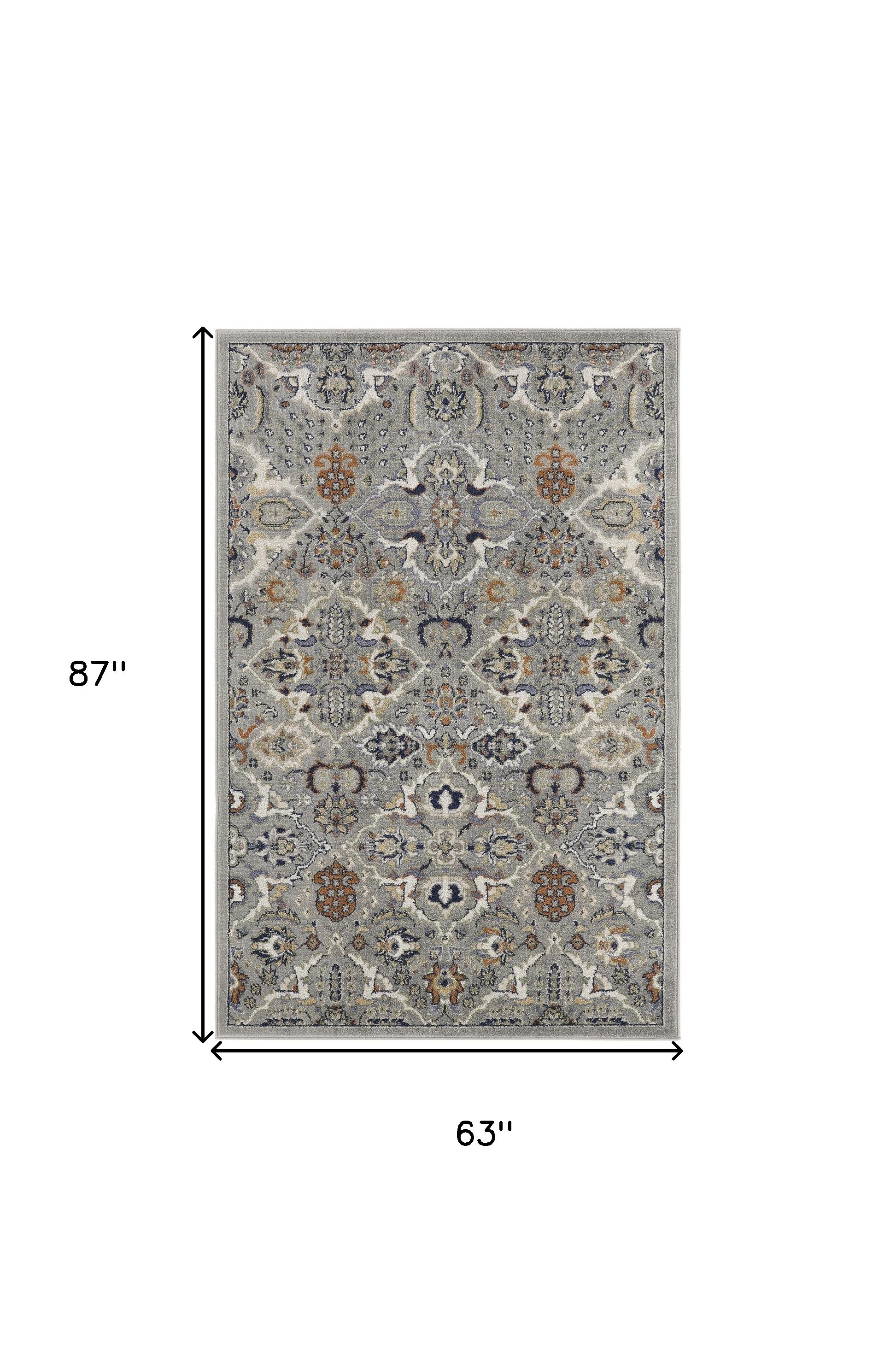 5" X 7" Green and Ivory Floral Power Loom Area Rug