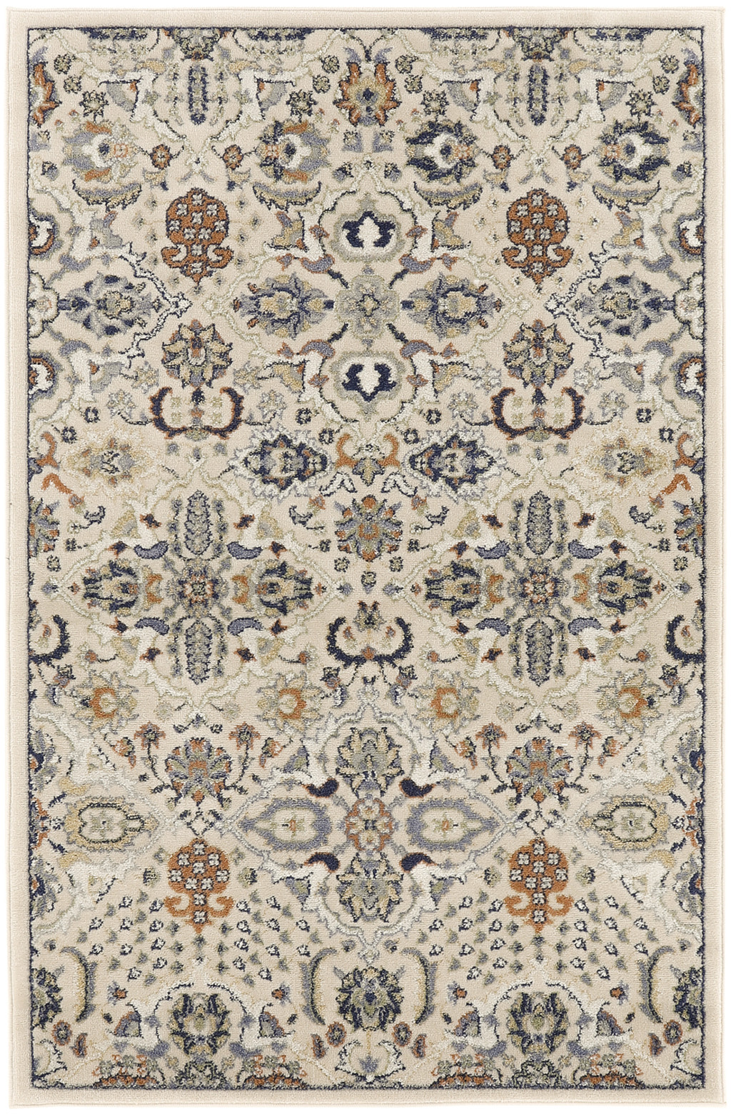 5' X 7' Green and Ivory Floral Power Loom Area Rug-527662-1