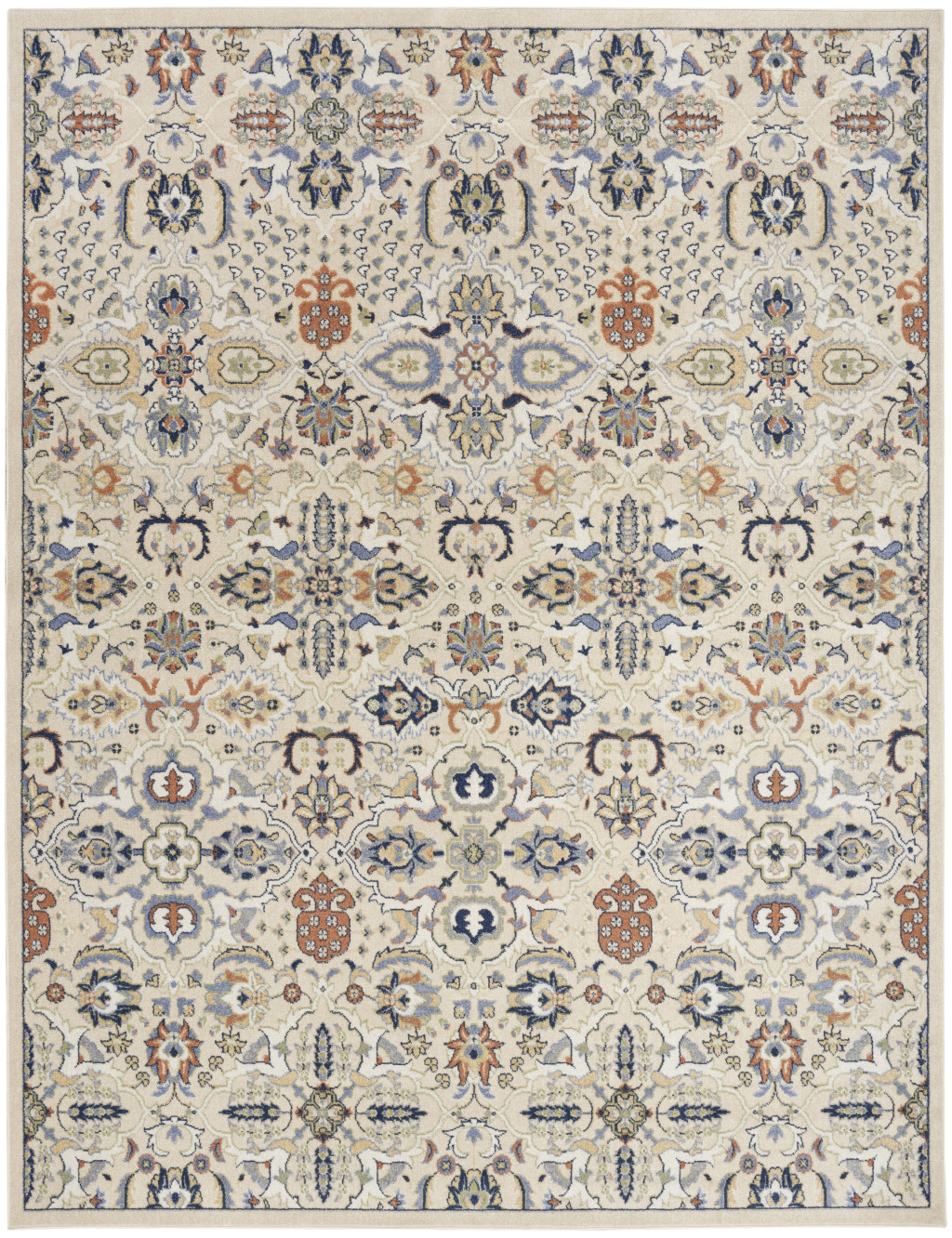 8' X 10' Green and Ivory Floral Power Loom Area Rug-527663-1