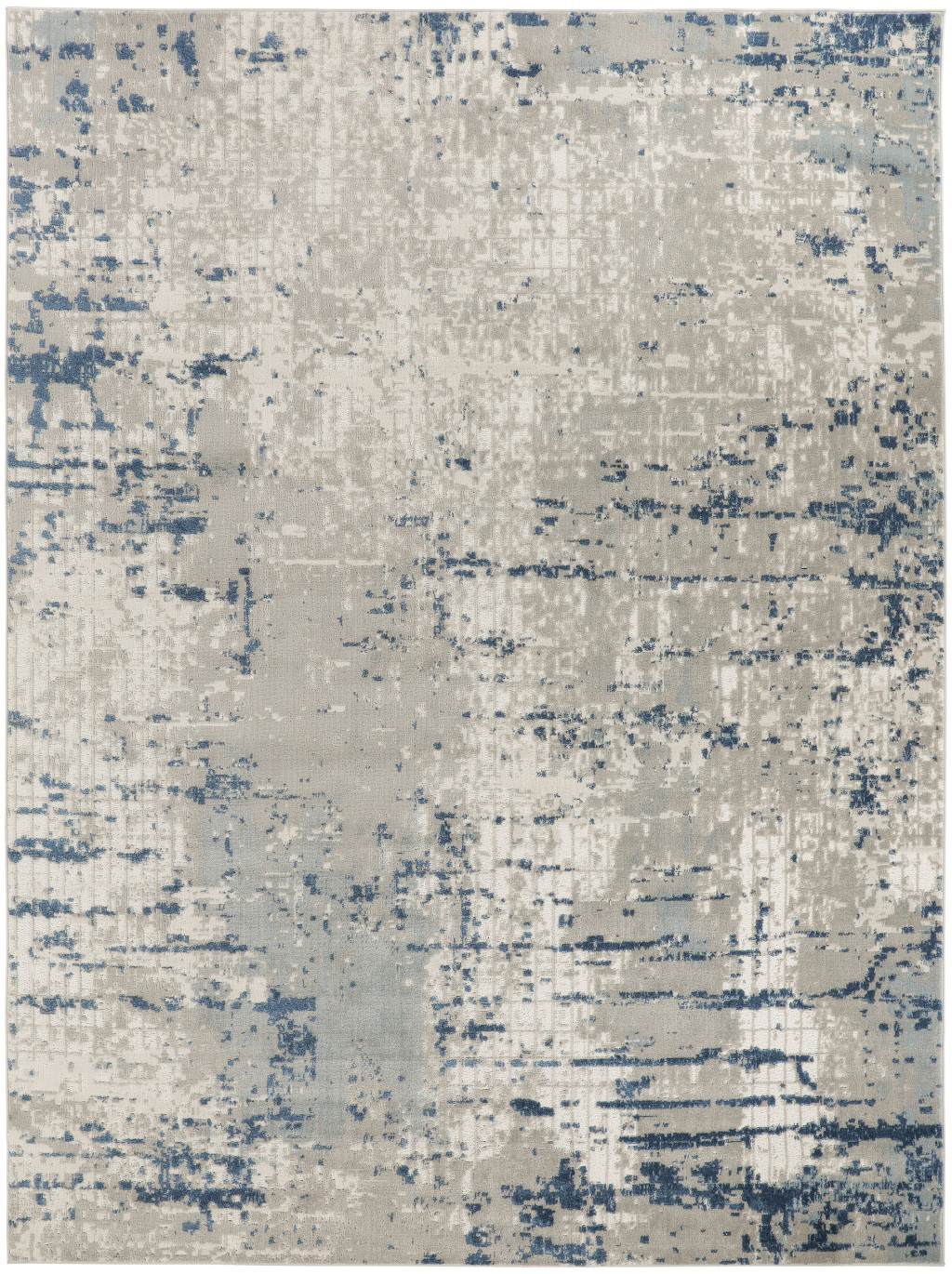 8" X 10" Blue and Gray Abstract Power Loom Area Rug