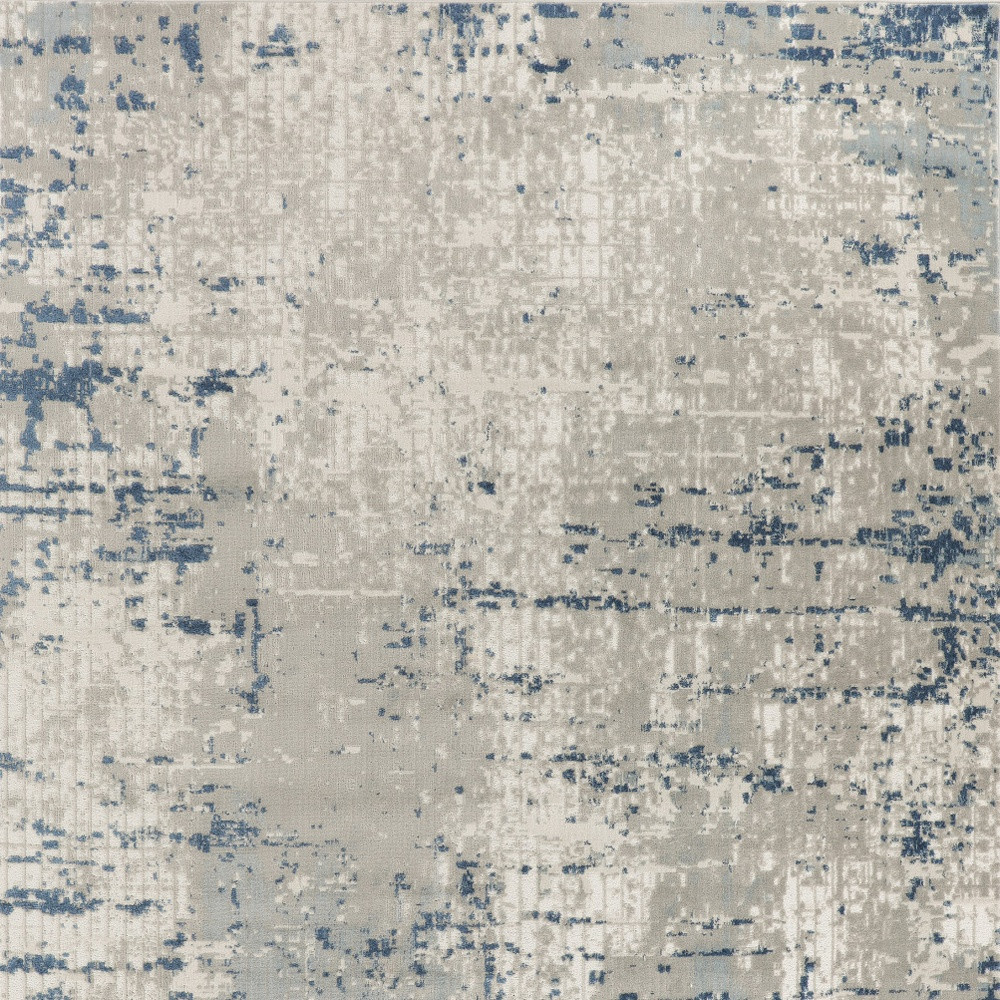 8" X 10" Blue and Gray Abstract Power Loom Area Rug