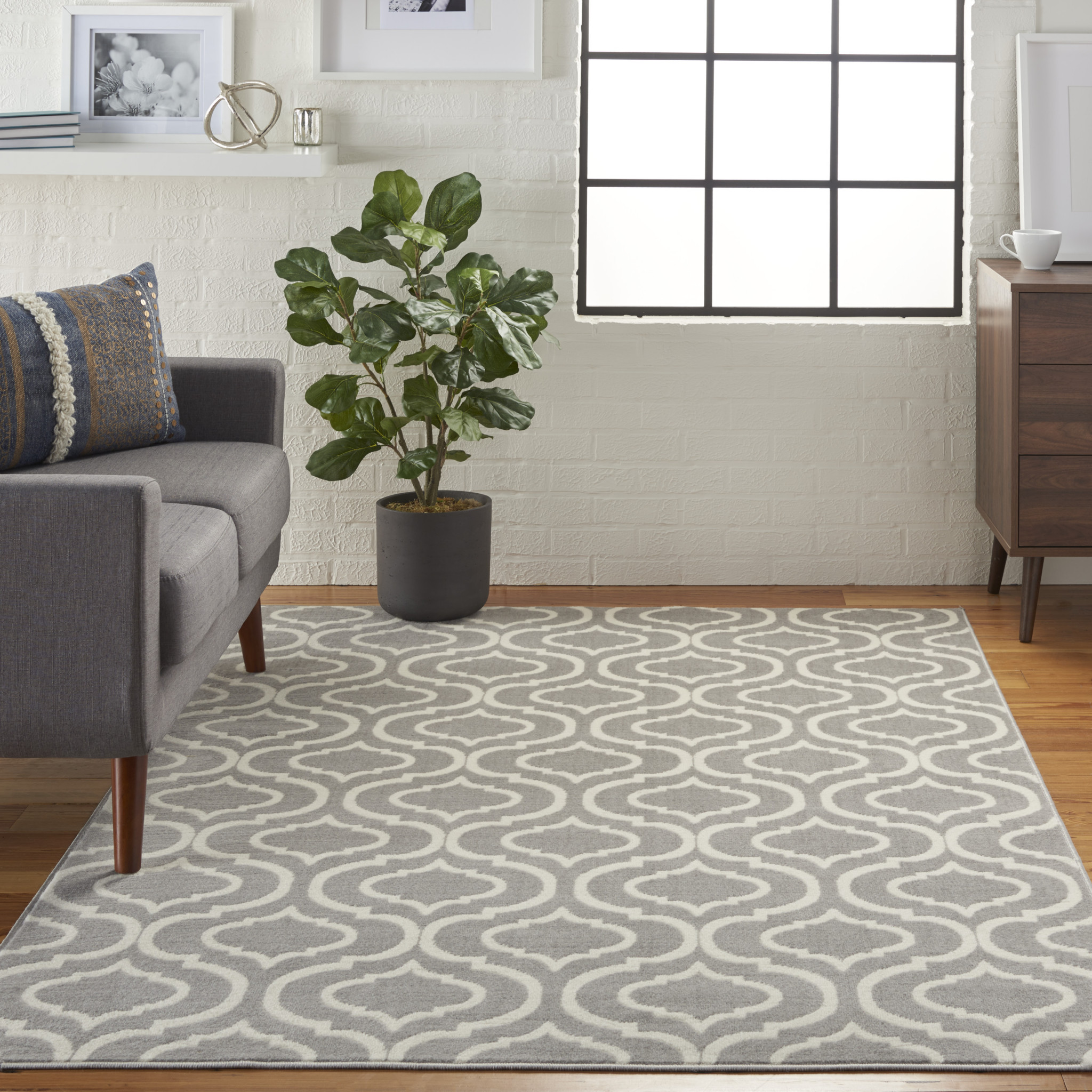 6" X 9" Gray Moroccan Power Loom Area Rug