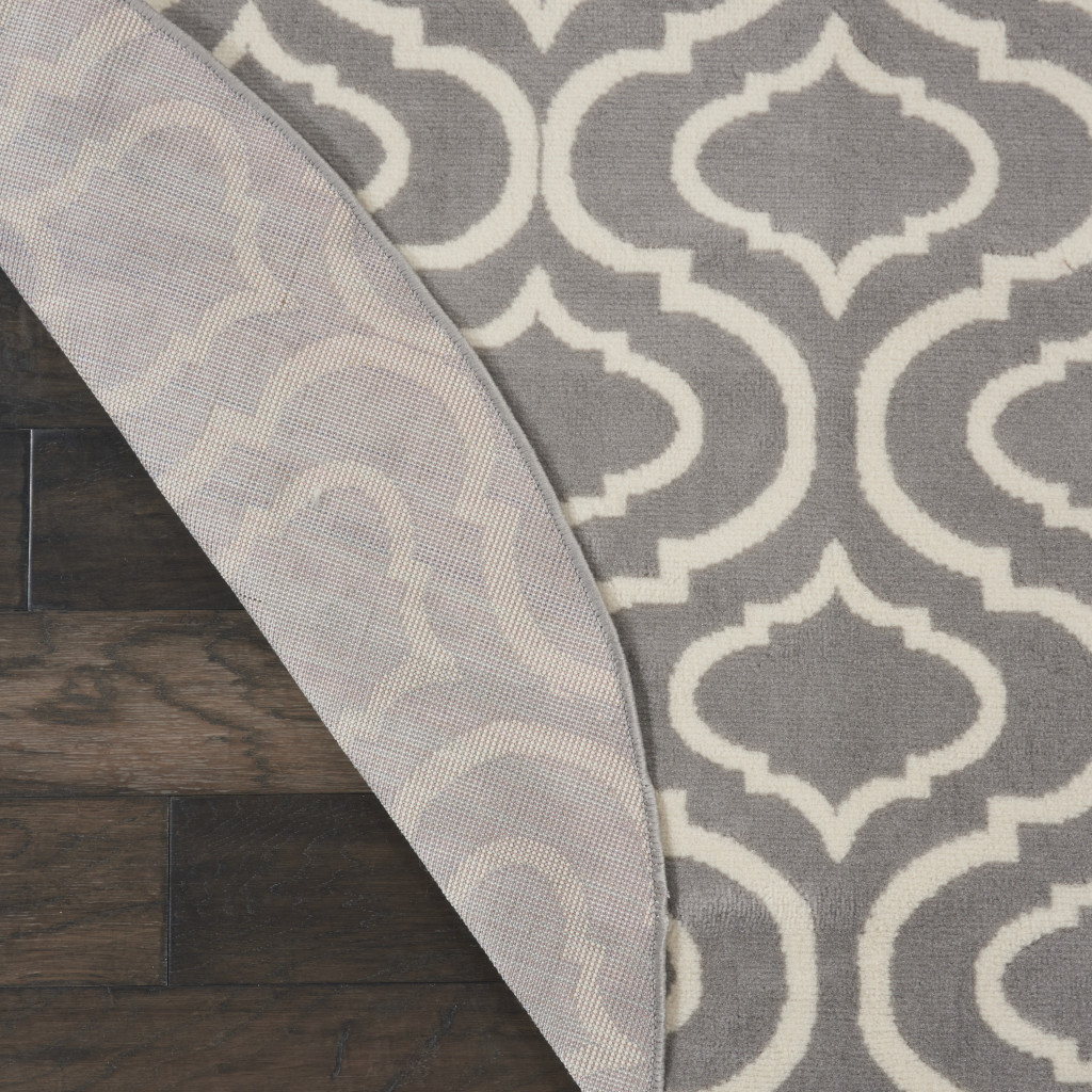 5" Gray Round Moroccan Power Loom Area Rug