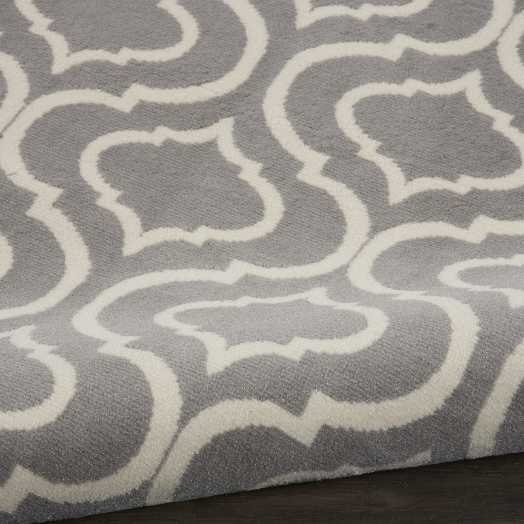 5" Gray Round Moroccan Power Loom Area Rug