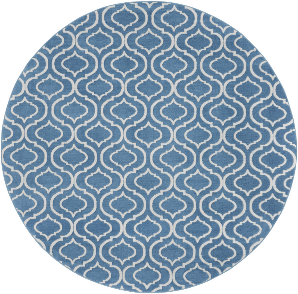 8 gray Round Moroccan Power Loom Area Rug