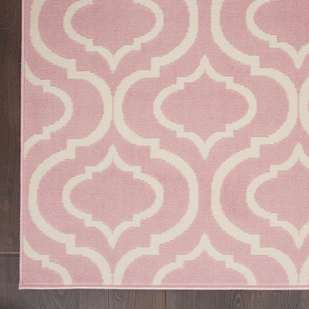 6" X 9" Pink and Ivory Moroccan Power Loom Area Rug