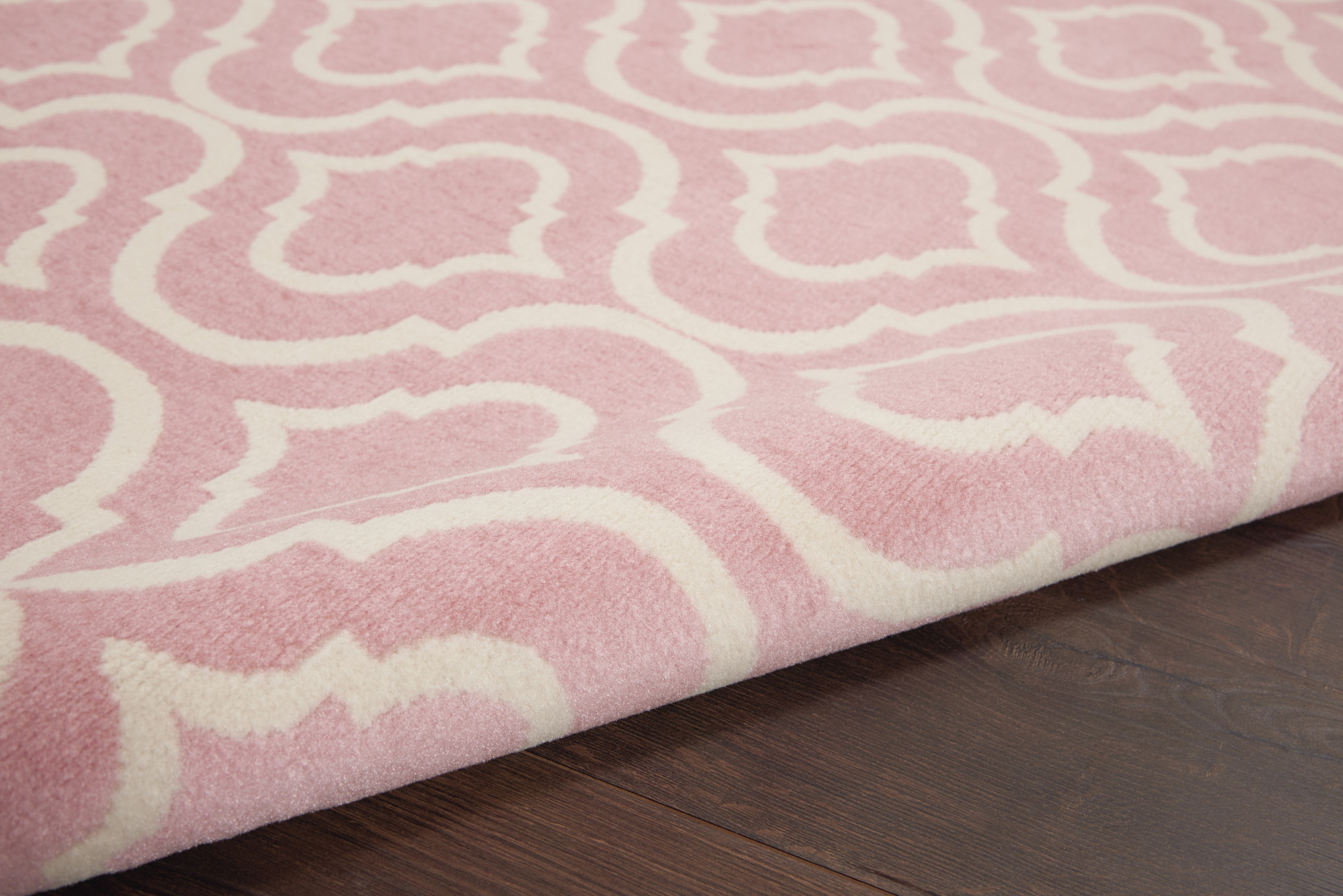 6" X 9" Pink and Ivory Moroccan Power Loom Area Rug