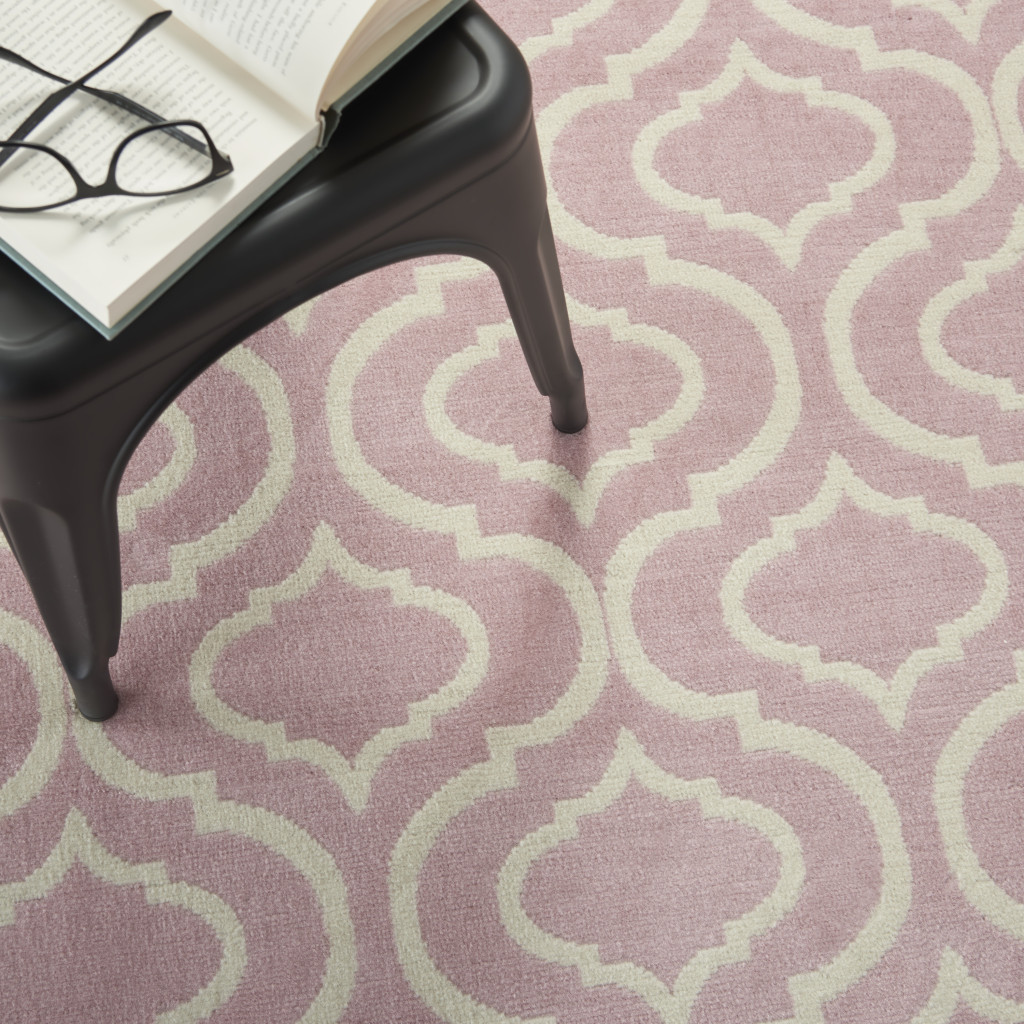 6" X 9" Pink and Ivory Moroccan Power Loom Area Rug