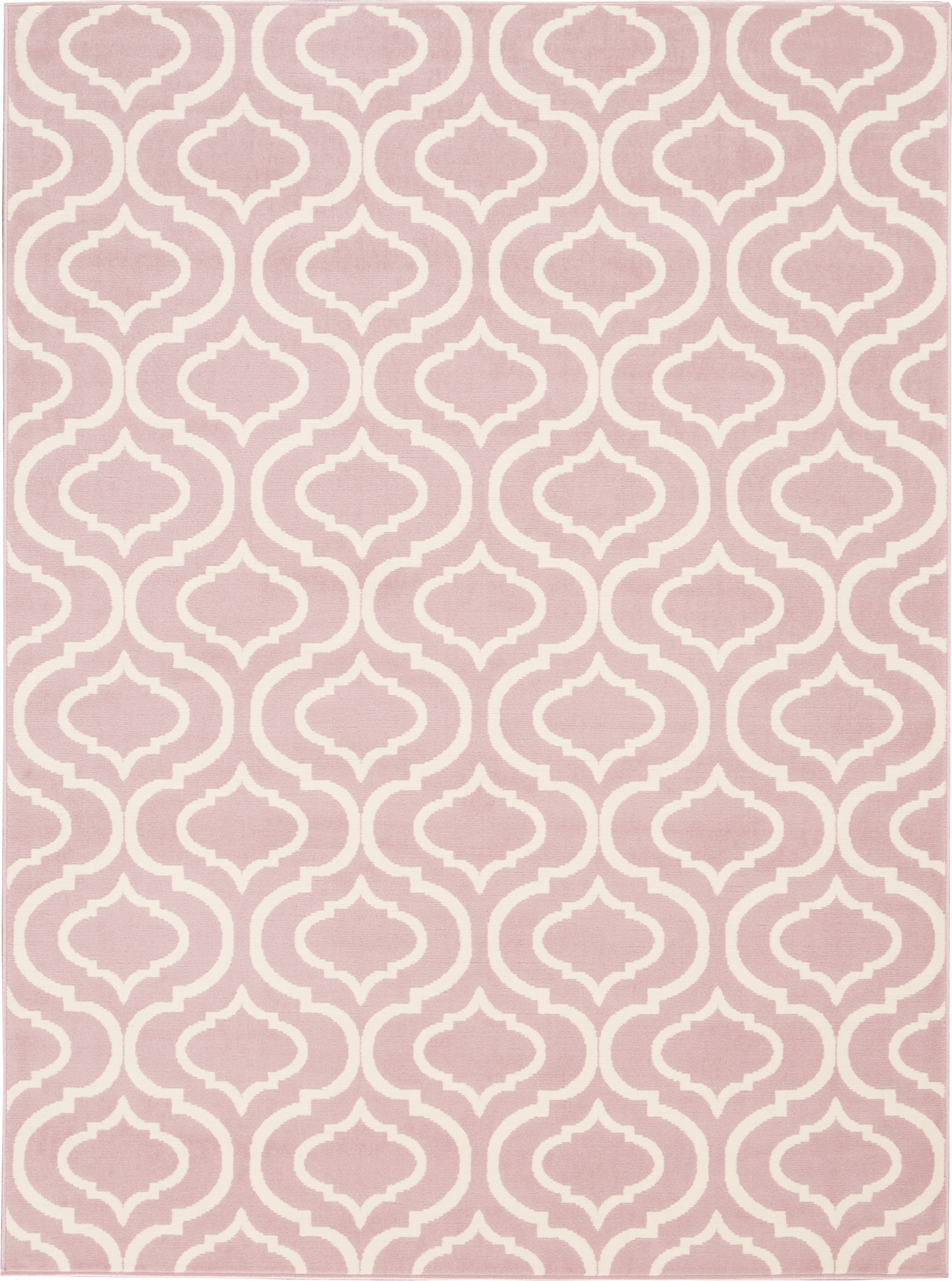 6" X 9" Pink and Ivory Moroccan Power Loom Area Rug
