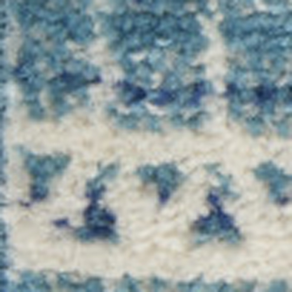 10" Navy Blue Floral Power Loom Runner Rug