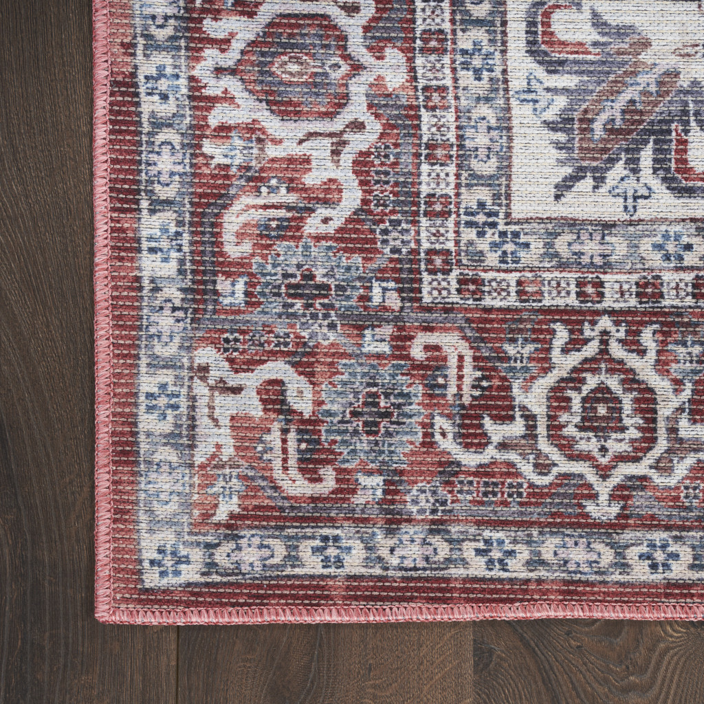 8" X 10" Gray Floral Power Loom Distressed Washable Area Rug