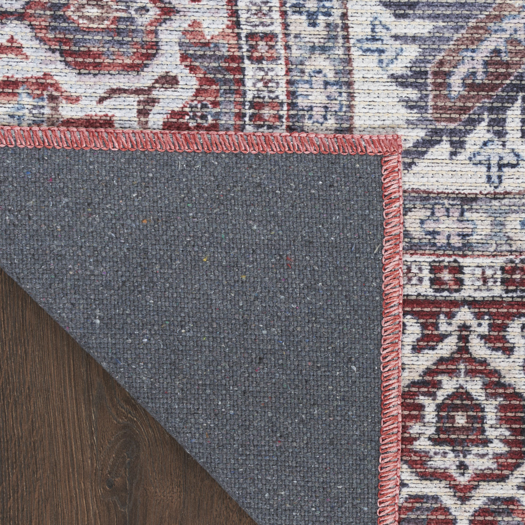 8" X 10" Gray Floral Power Loom Distressed Washable Area Rug