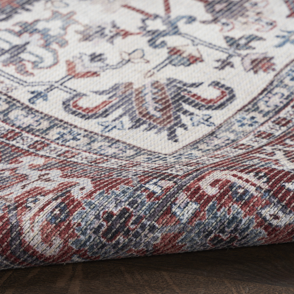 8" X 10" Gray Floral Power Loom Distressed Washable Area Rug