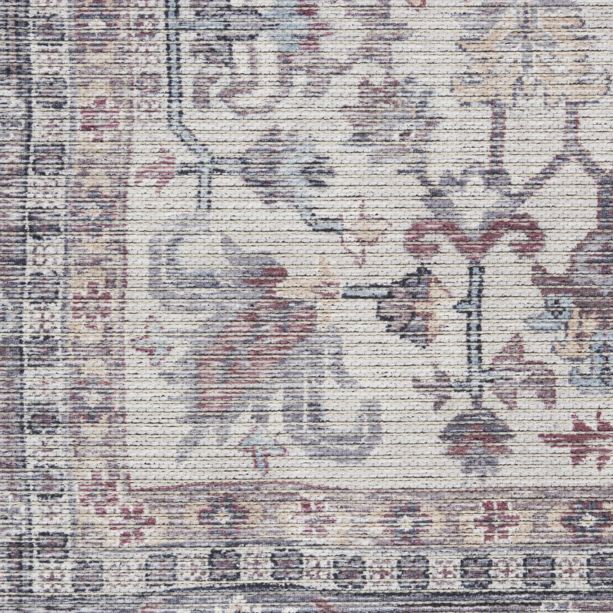 10" Gray Floral Power Loom Distressed Washable Runner Rug