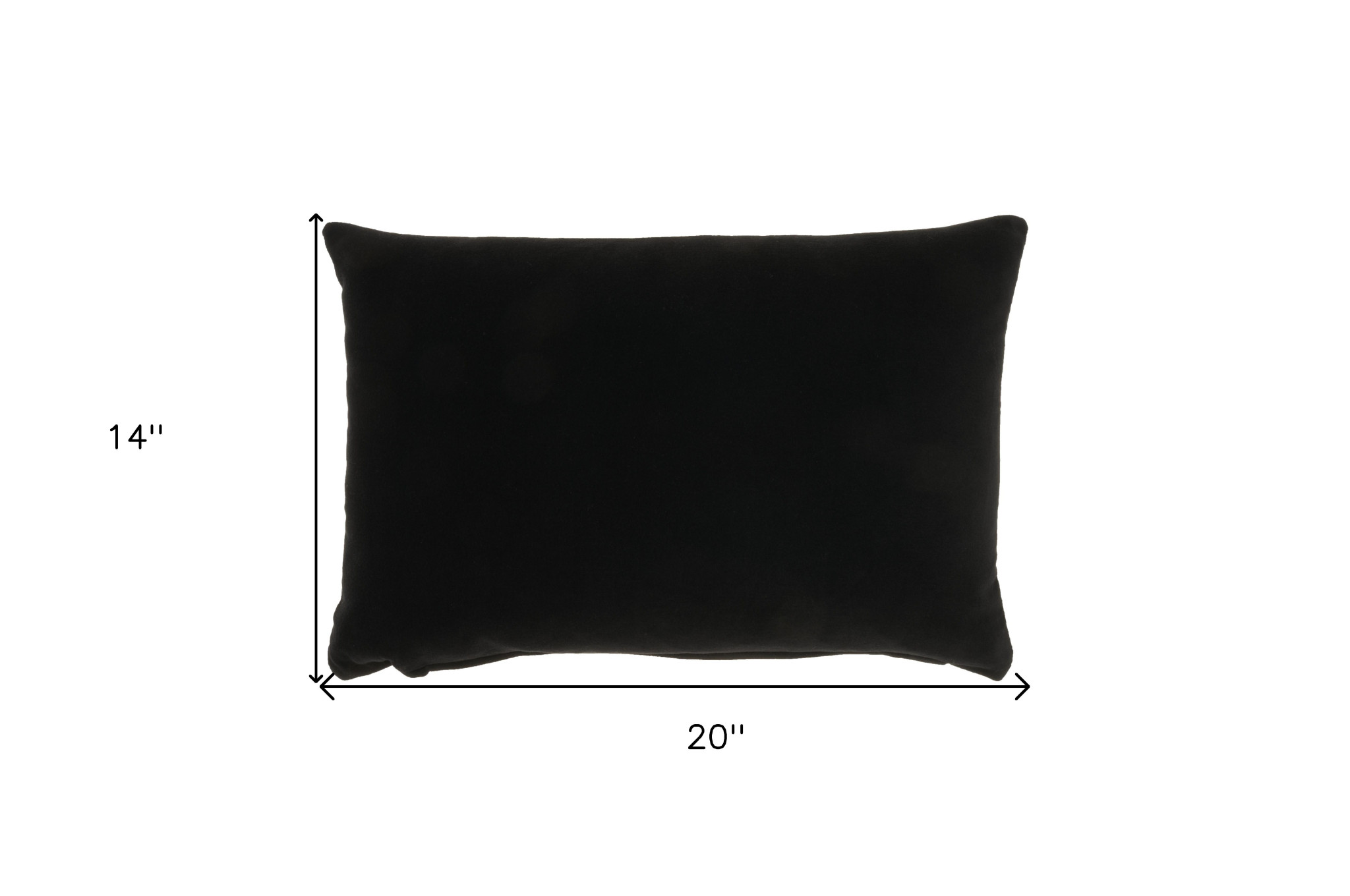 14" X 20" Black Velvet Lumbar Throw Pillow
