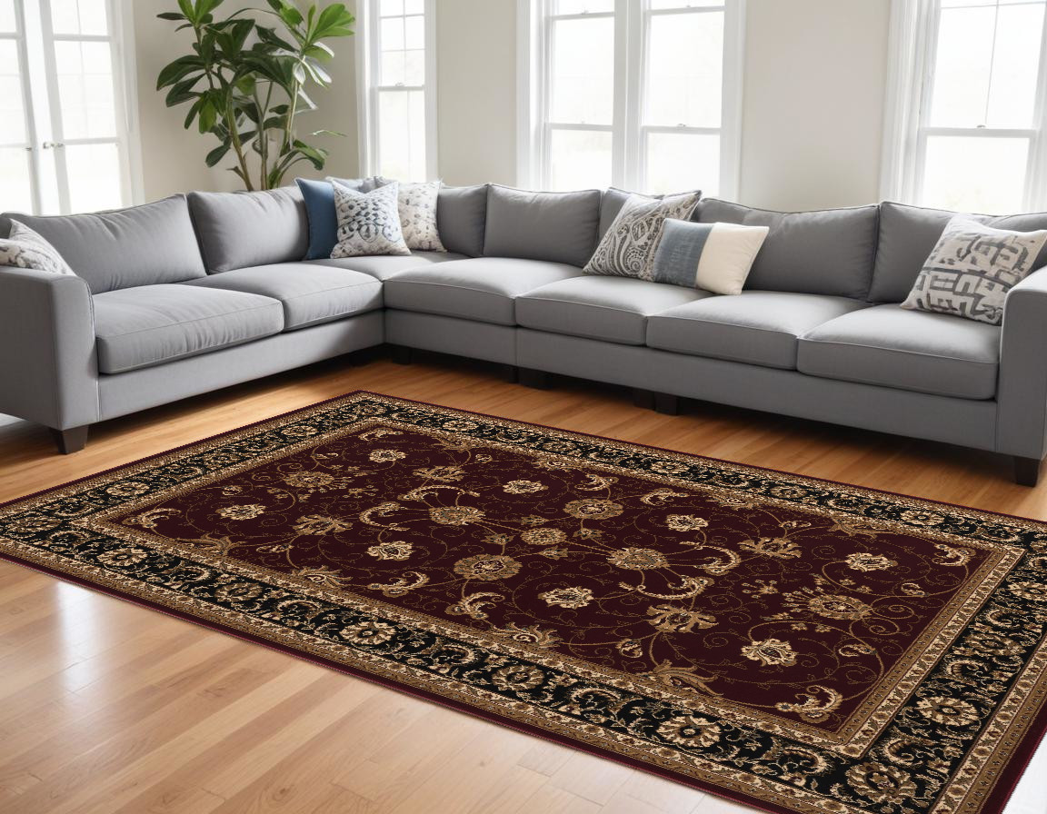 10' X 13' Red and Beige Oriental Distressed Area Rug-528820-1
