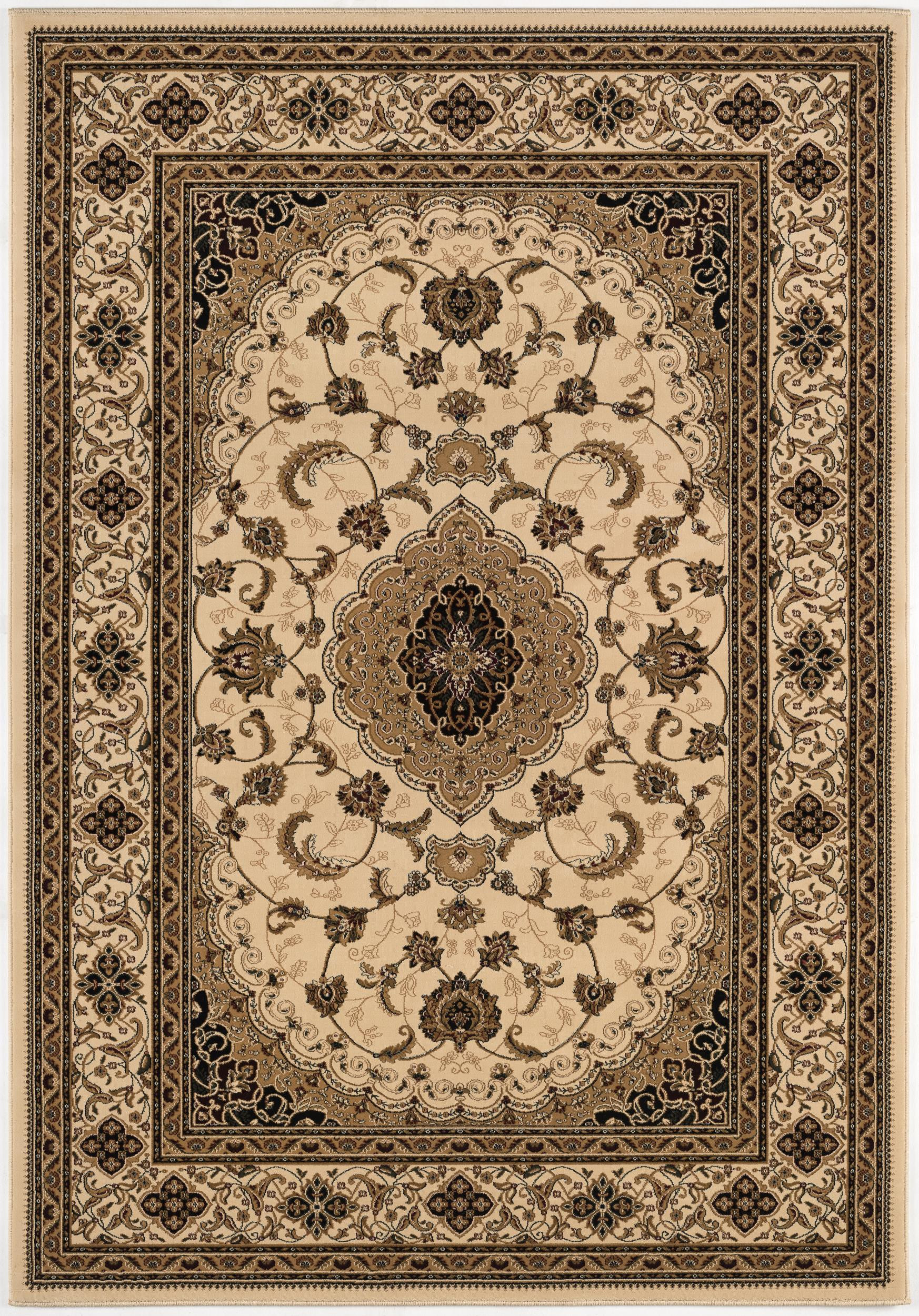10' X 13' Beige and Black Oriental Washable Non Skid Area Rug-528824-1