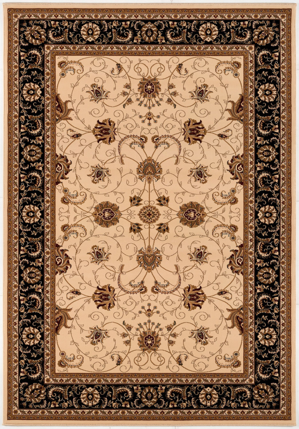 10' X 13' Black and Tan Oriental Washable Non Skid Area Rug-528837-1