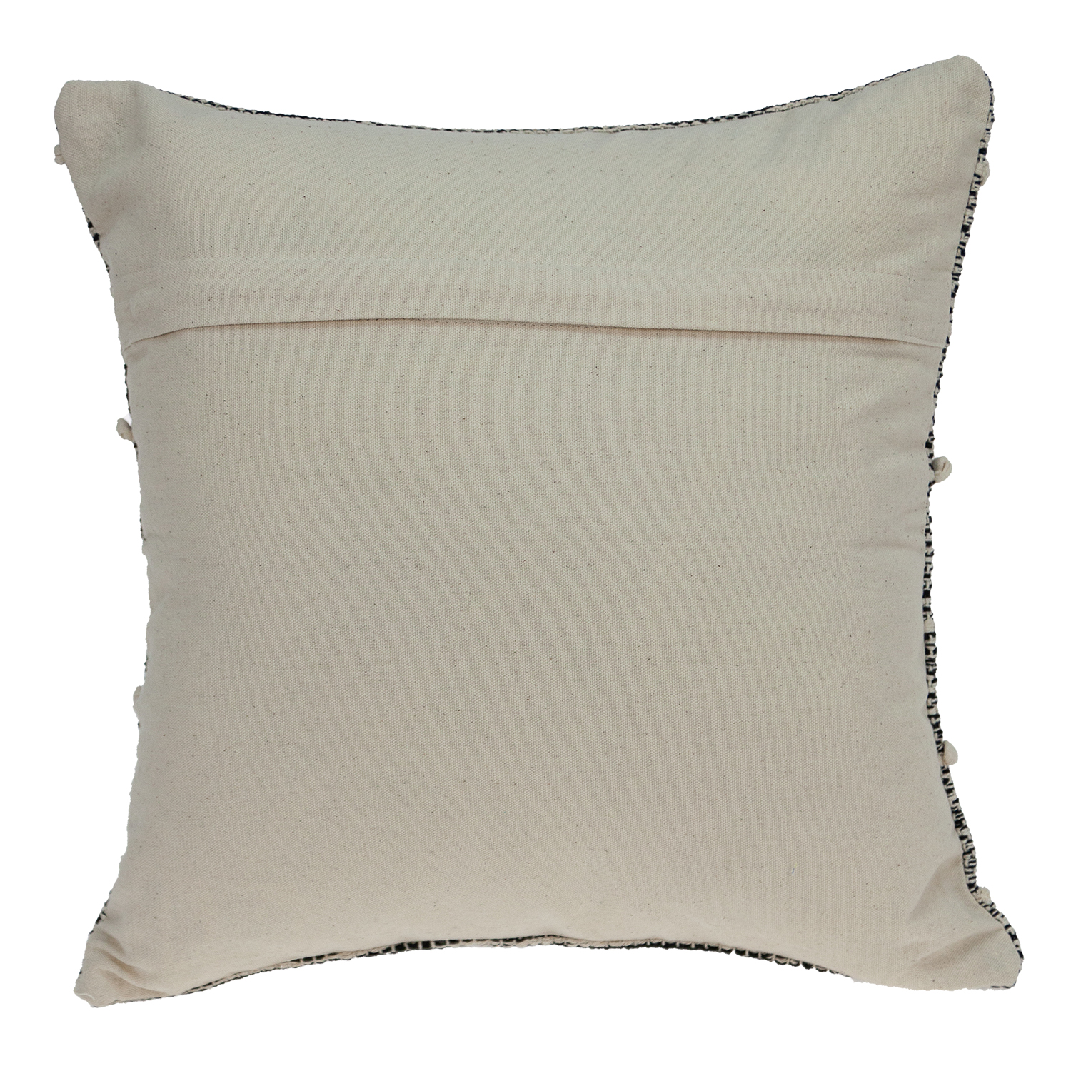 18" Beige and Black Striped Cotton Throw Pillow