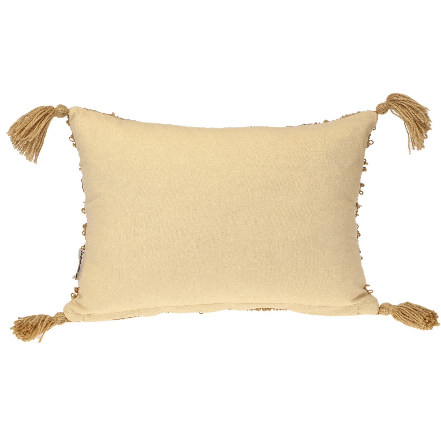 14" X 20" Beige Striped Cotton Throw Pillow With Tassels