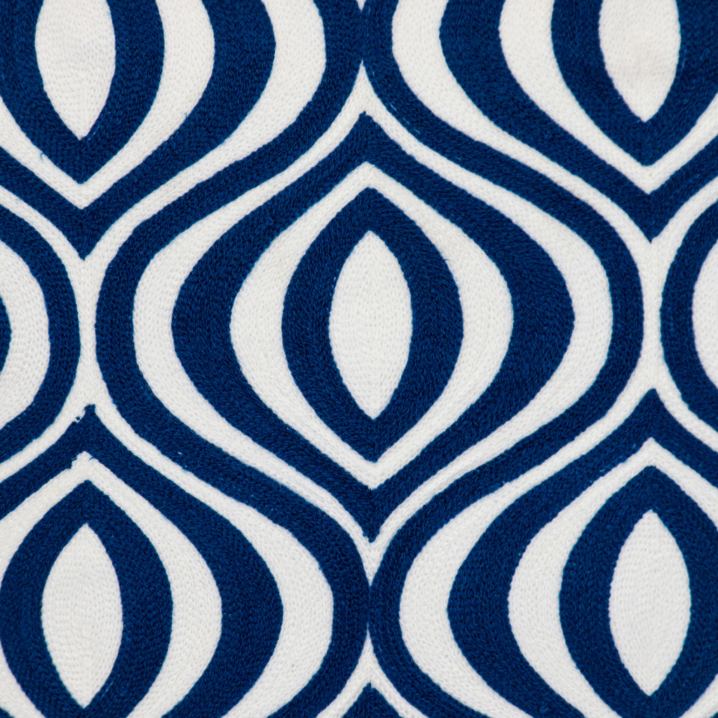 20" X 20" Blue Geometric Cotton Zippered Pillow