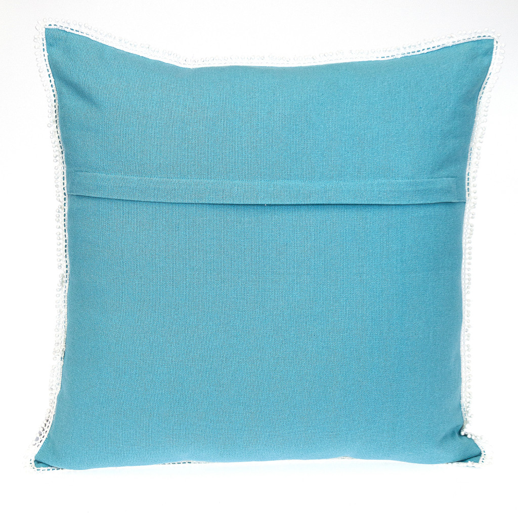 16" Blue Cotton Throw Pillow