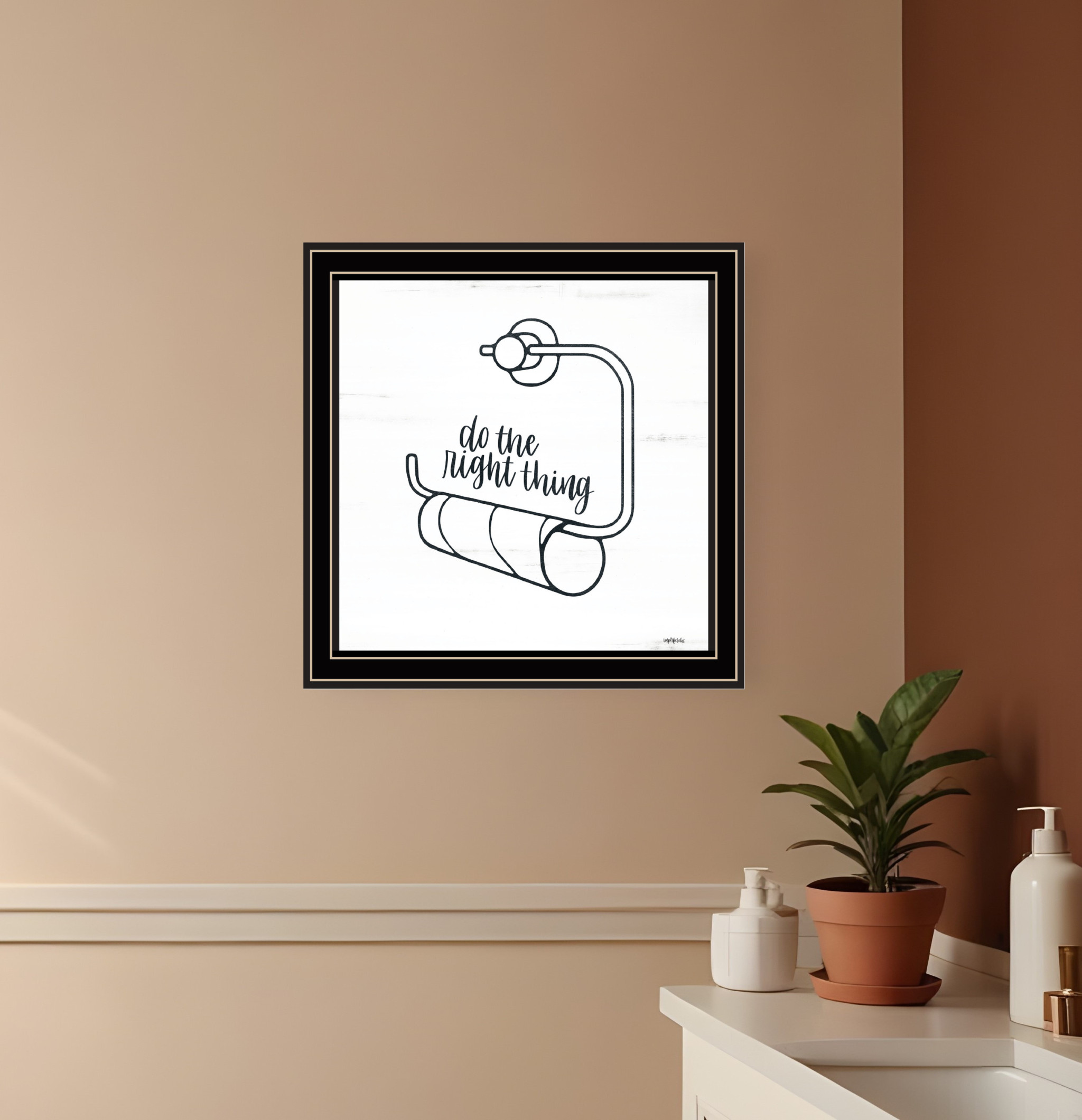 Empty Toilet Paper Roll Black Framed Print Wall Art-529812-1