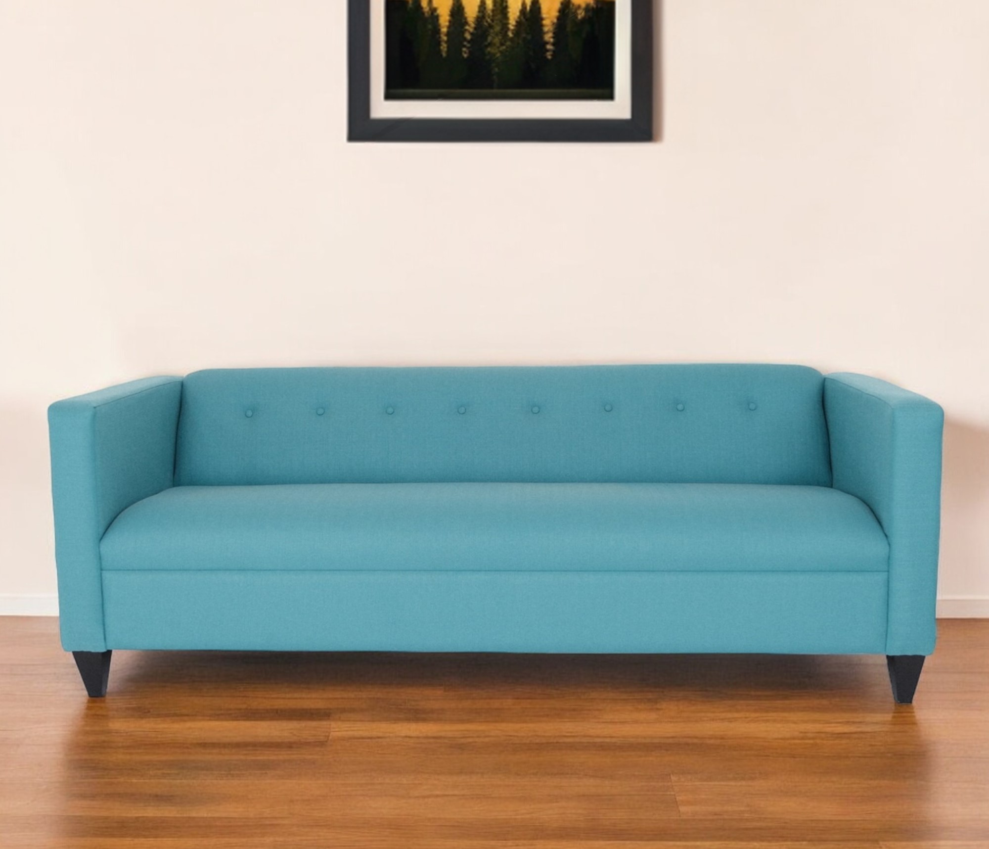 80" Teal Blue Polyester Sofa With Black Legs-530483-1