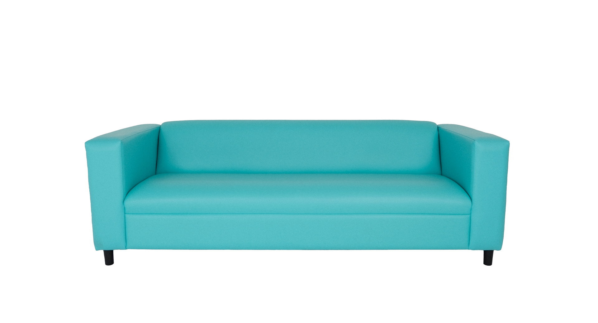 84" Teal Blue Faux Leather And Black Sofa-530488-1