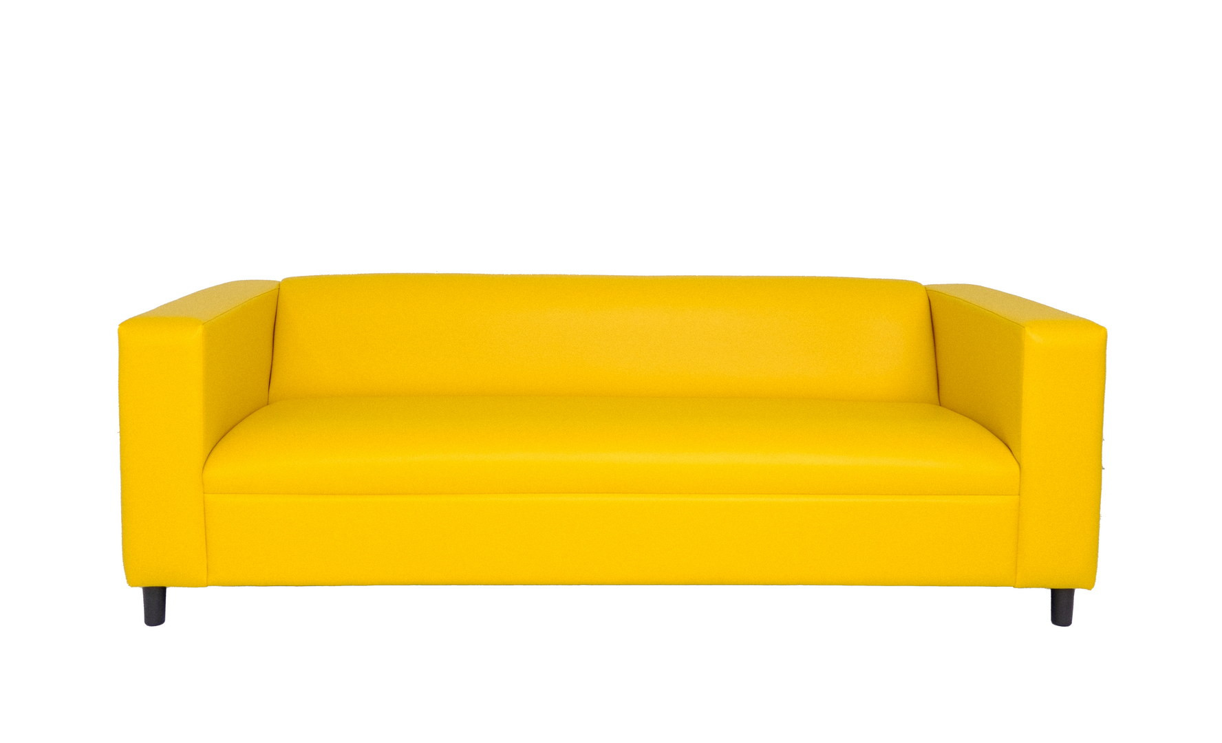 84" Yellow Faux Leather And Black Sofa-530489-1
