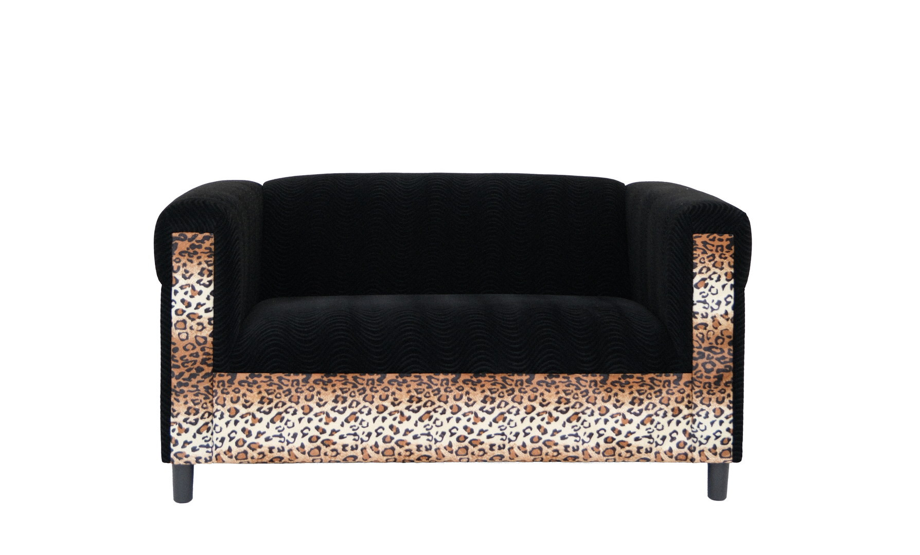 72" Black Velvet Leopard Loveseat-530503-1