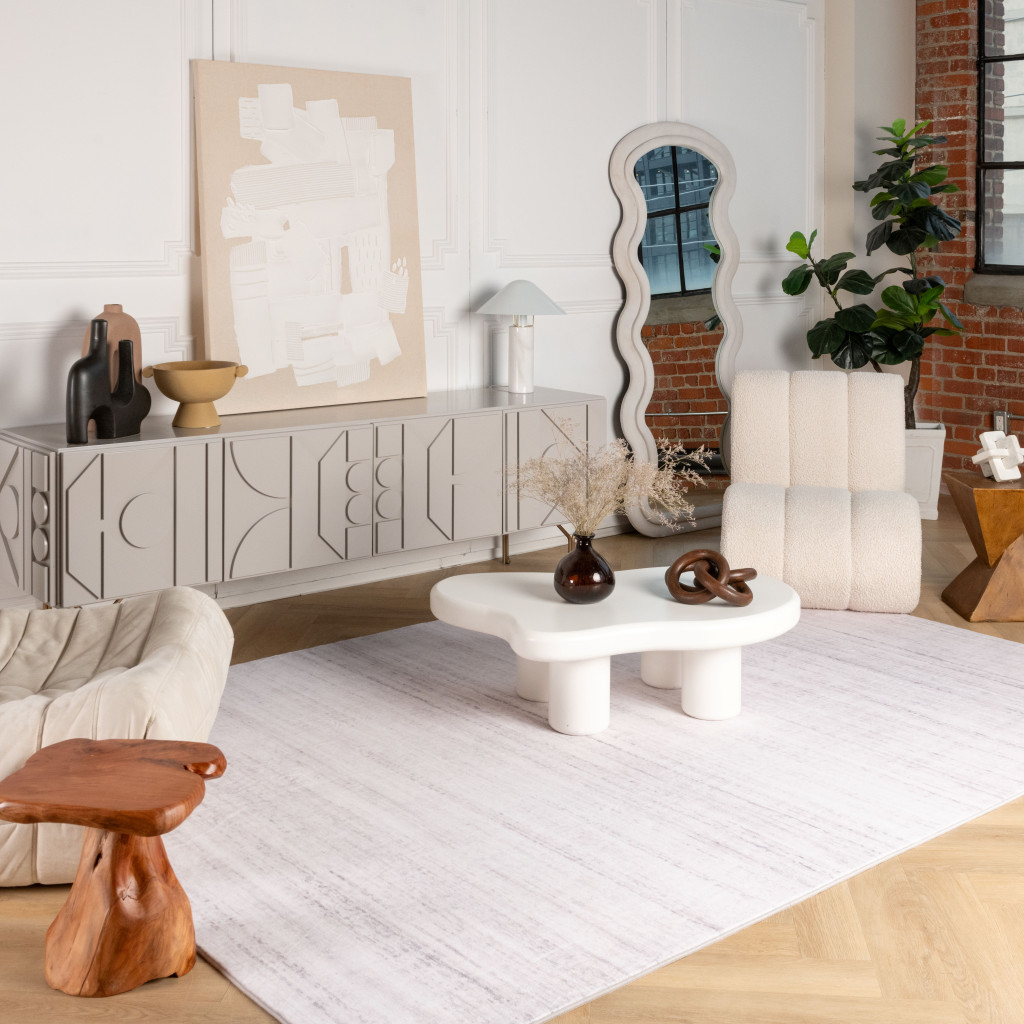 4" X 6" Beige Abstract Area Rug