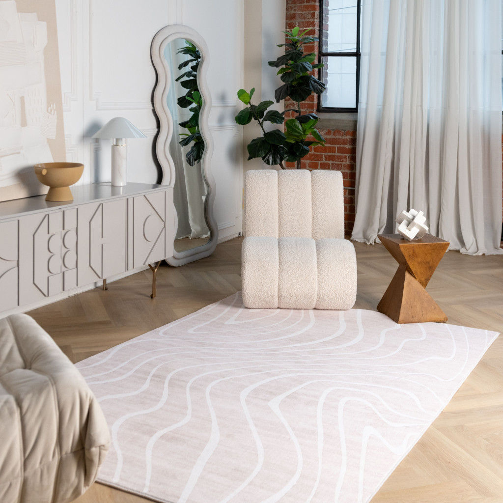 4" X 6" Beige and Ivory Abstract Distressed Area Rug