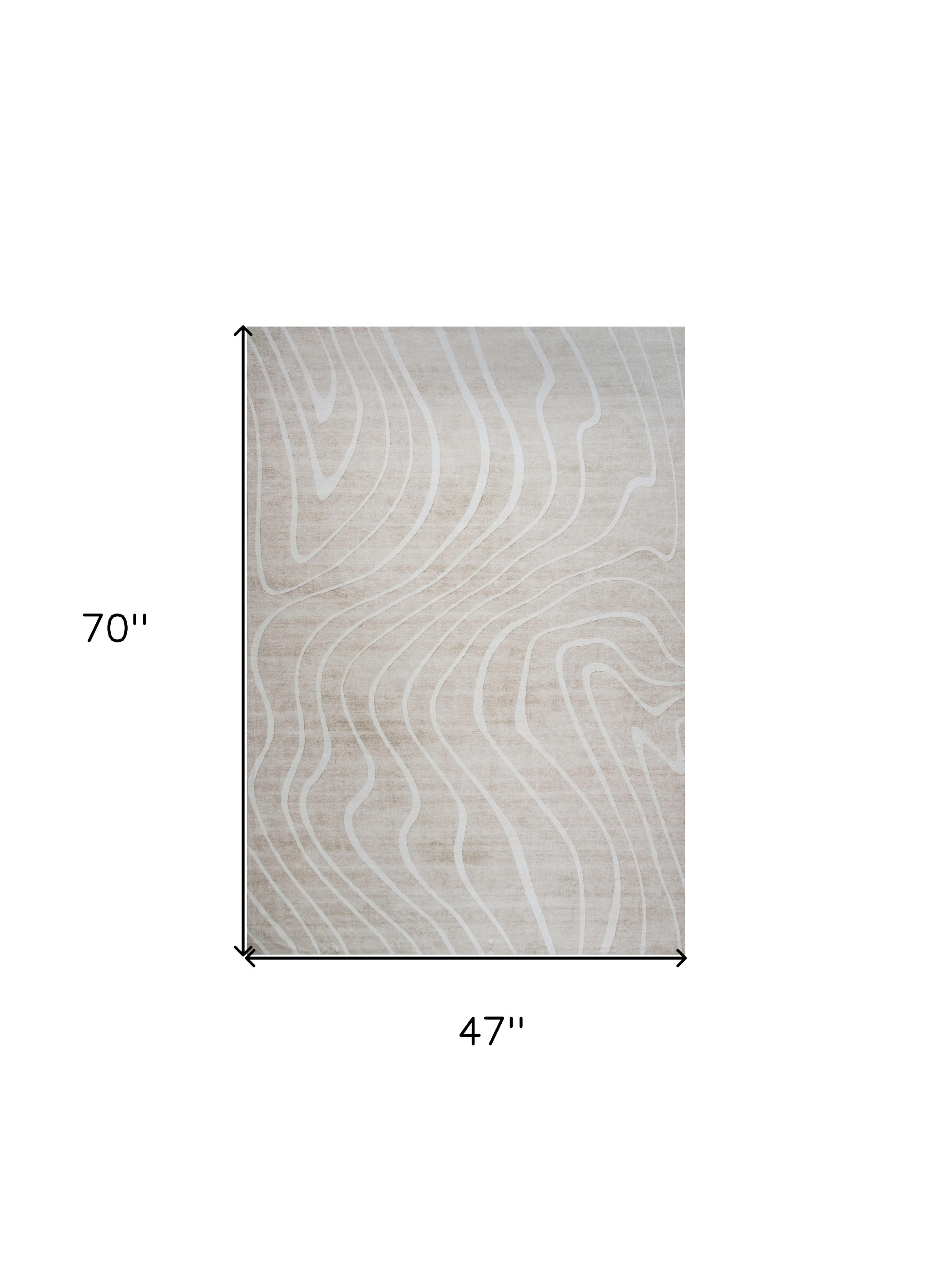 4" X 6" Beige and Ivory Abstract Distressed Area Rug