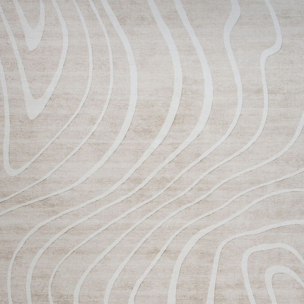 5" X 8" Beige and Ivory Abstract Distressed Area Rug