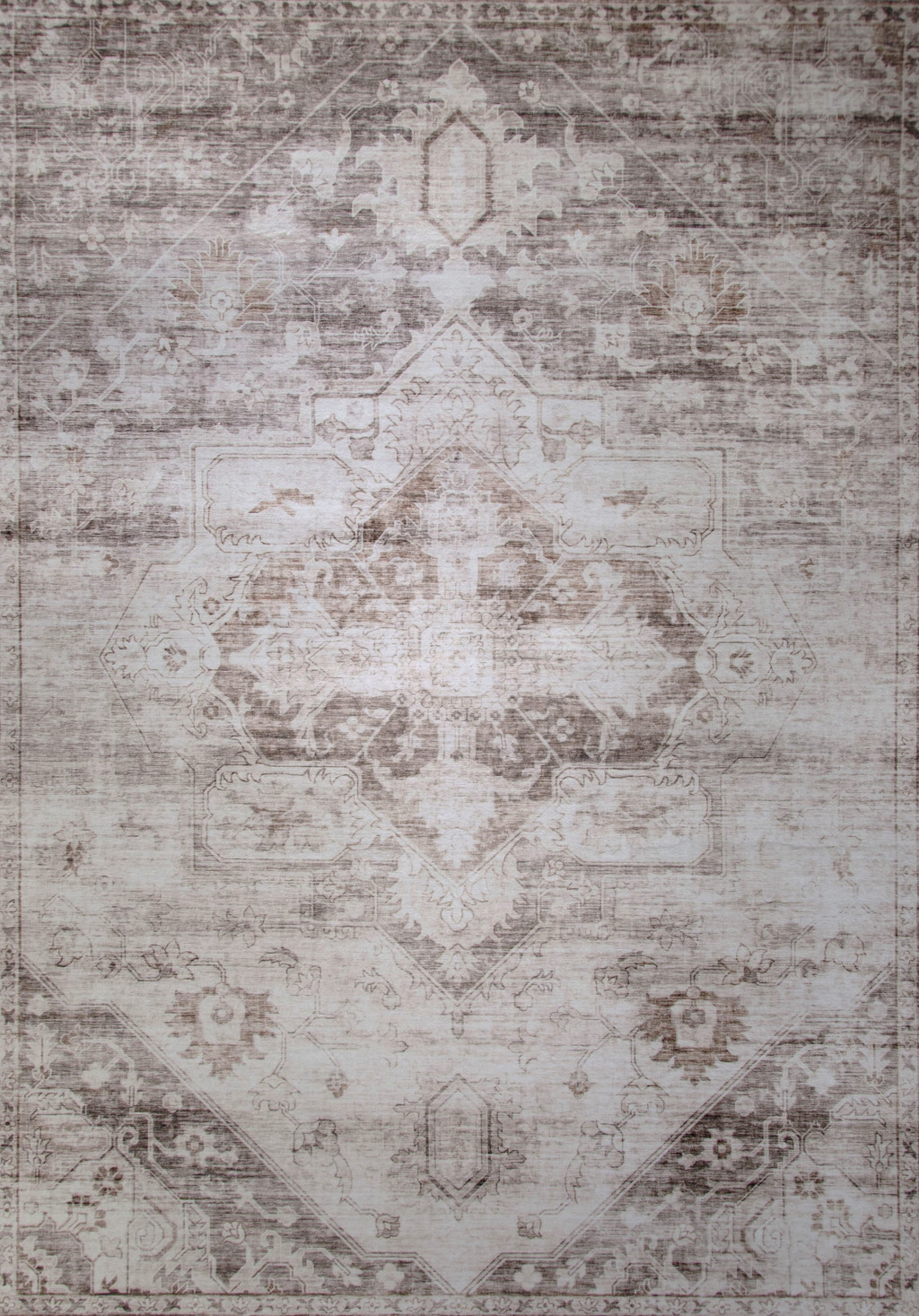 5" X 8" Brown and Ivory Oriental Area Rug