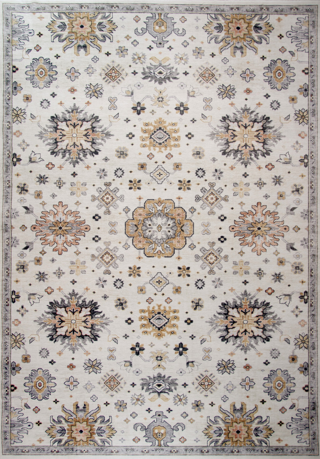 5" X 8" Gray and Gold Floral Area Rug